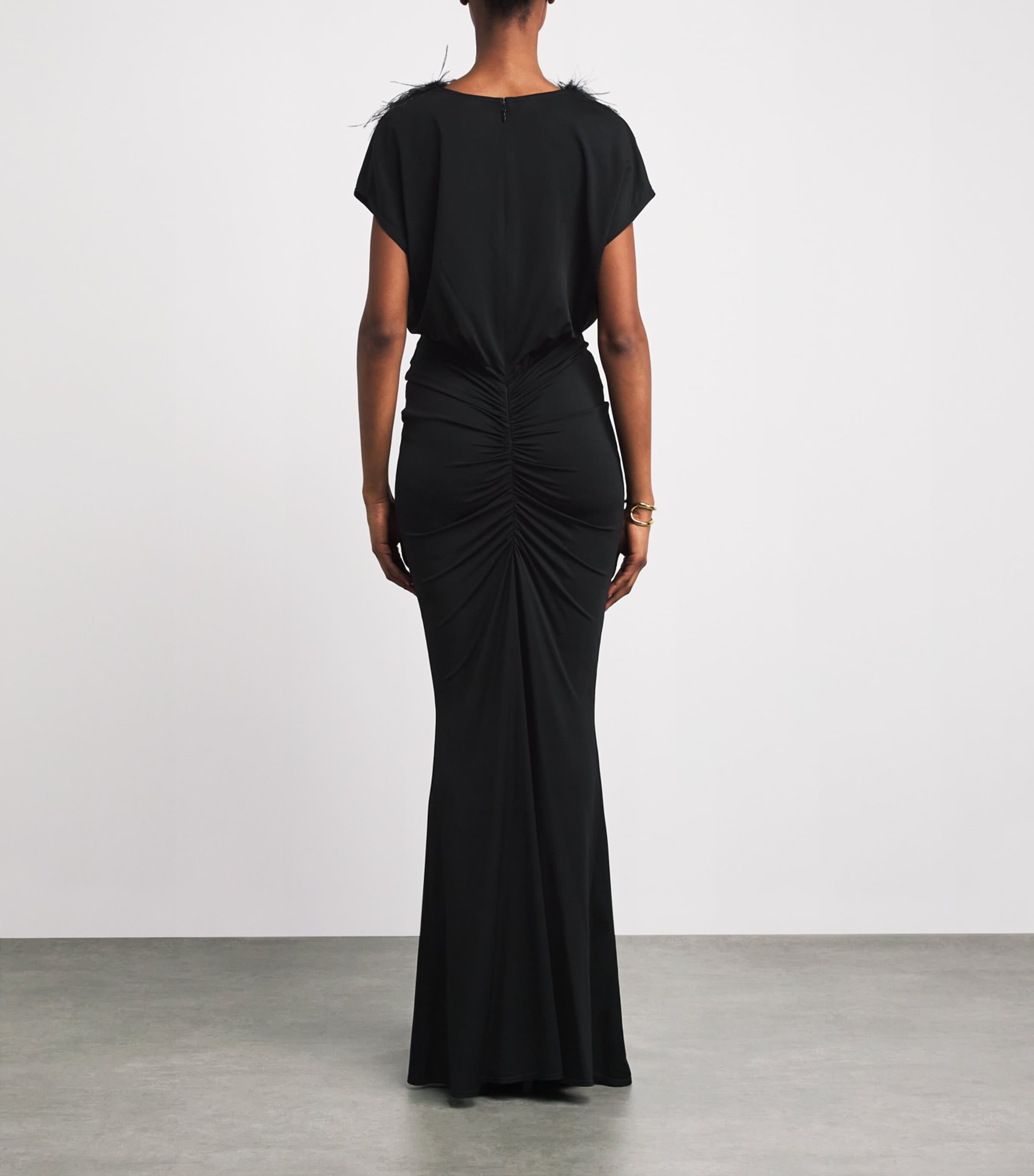 LAPOINTE Womens Feather-Jersey Gathered Gown Black Image 4