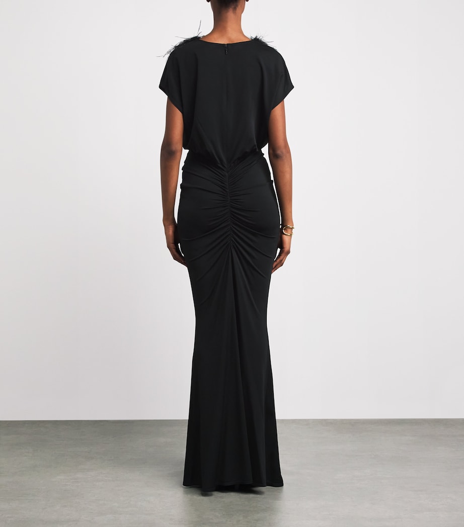 LAPOINTE Womens Feather-Jersey Gathered Gown Black Image 4