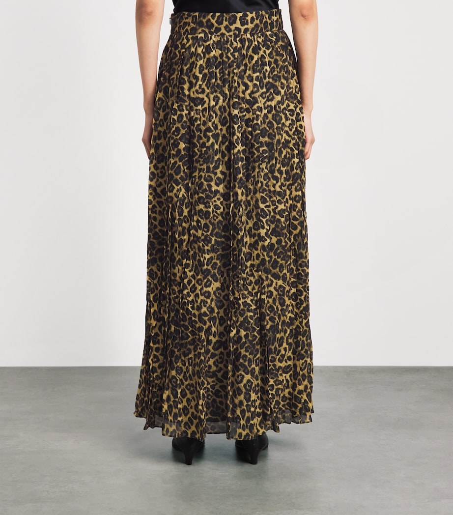 Toccin Womens Chiffon Leopard Pleated Dillon Midi Skirt Leopard Image 5