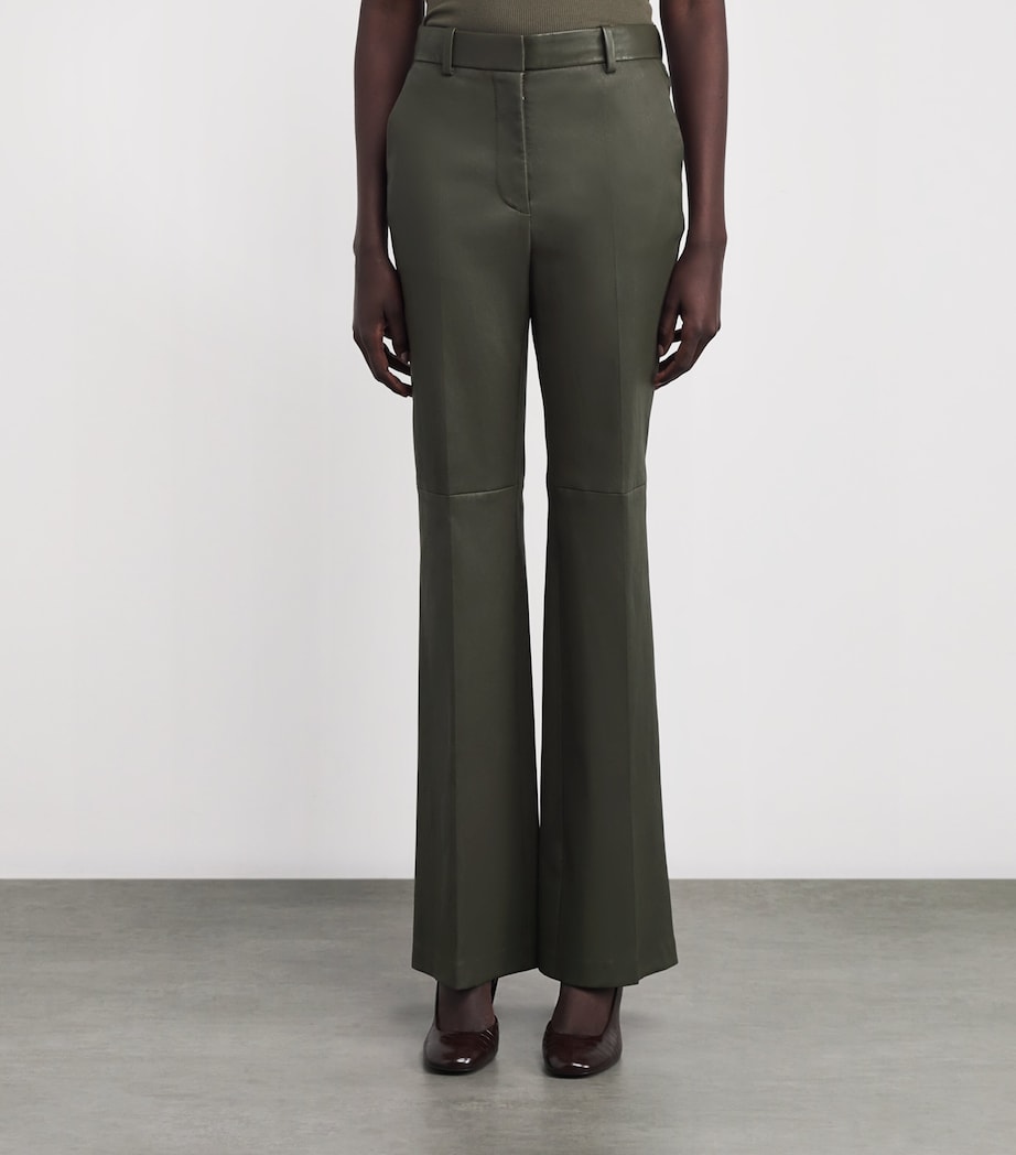 Joseph Womens Tafira Flared Leather Trousers Palm Leaf Image 3