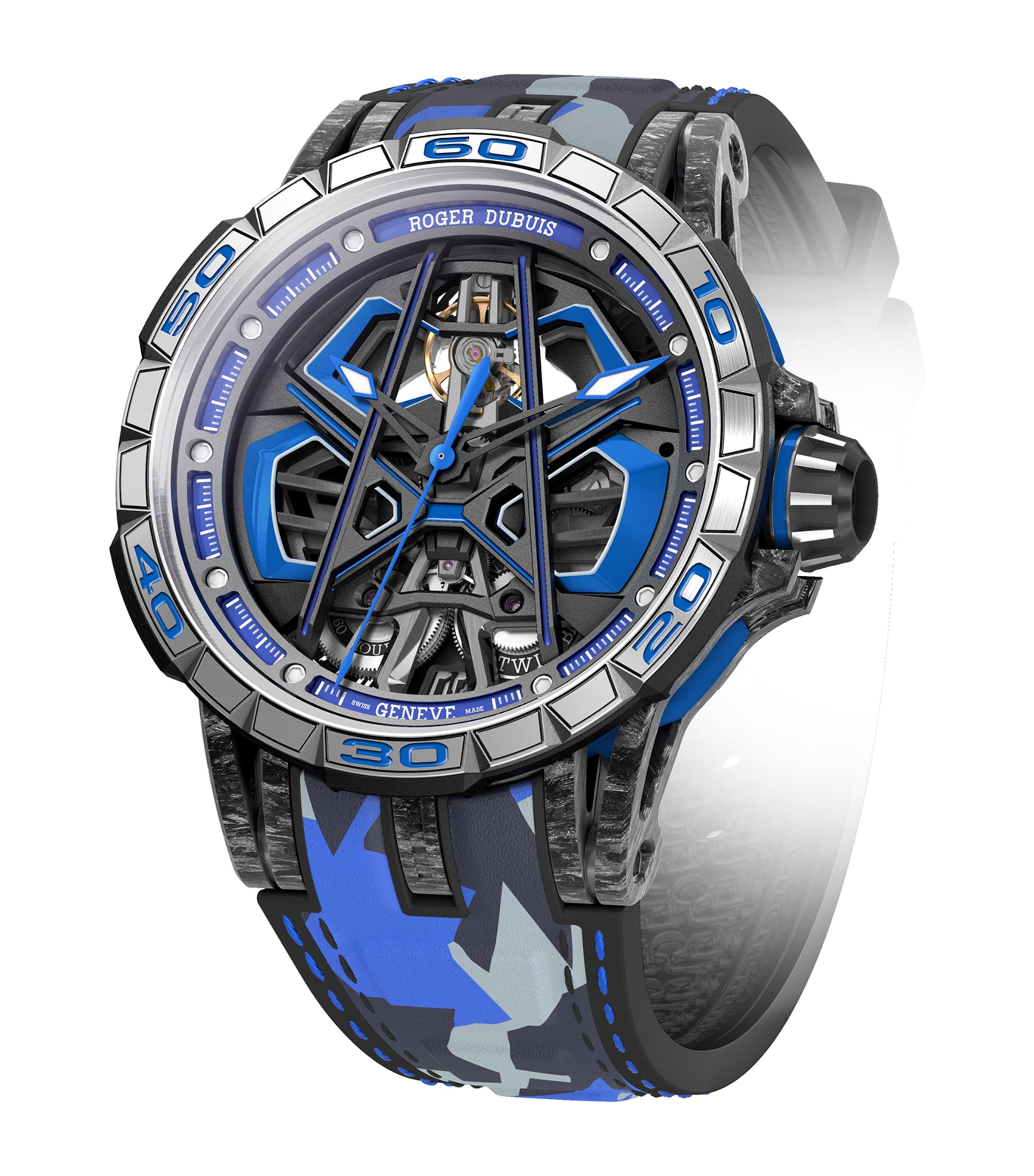 Carbon Excalibur Spider Huracan Sterrato MB Watch 45mm BLUE Image 6