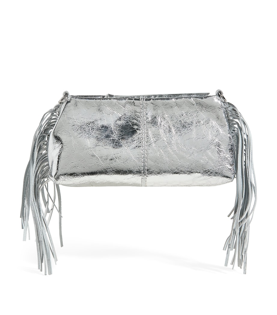 Leather Miss M Clutch Bag SILVER Image 1