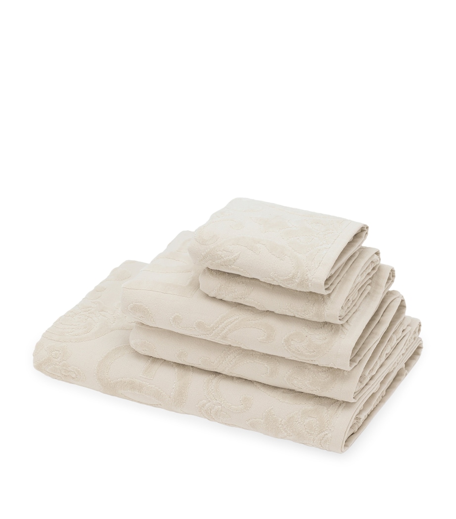 Dolce&Gabbana Casa Set of 5 Cotton Jacquard Bath Towels Beige Image 1