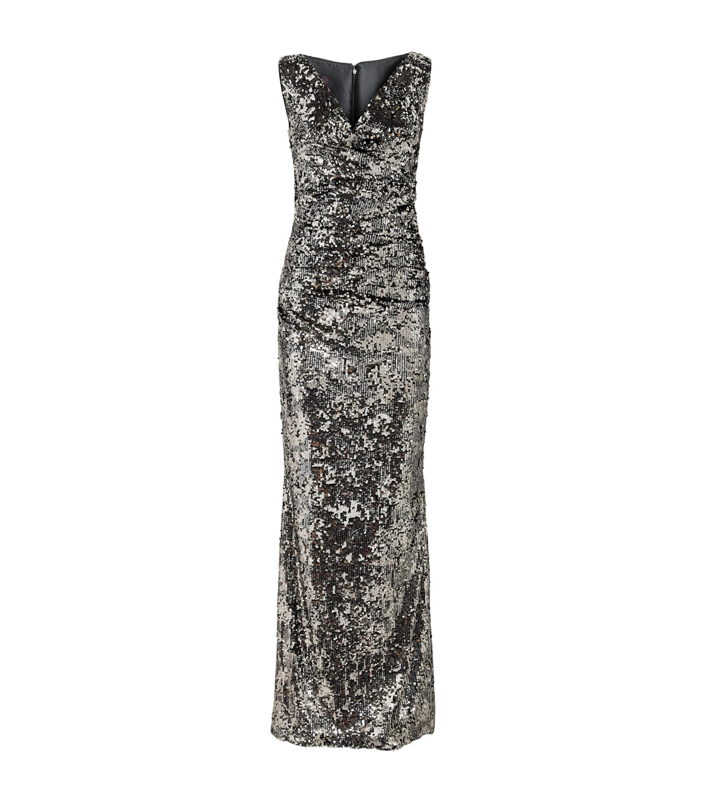 Talbot Runhof Womens Sequinned Column Gown Bronze Image 1