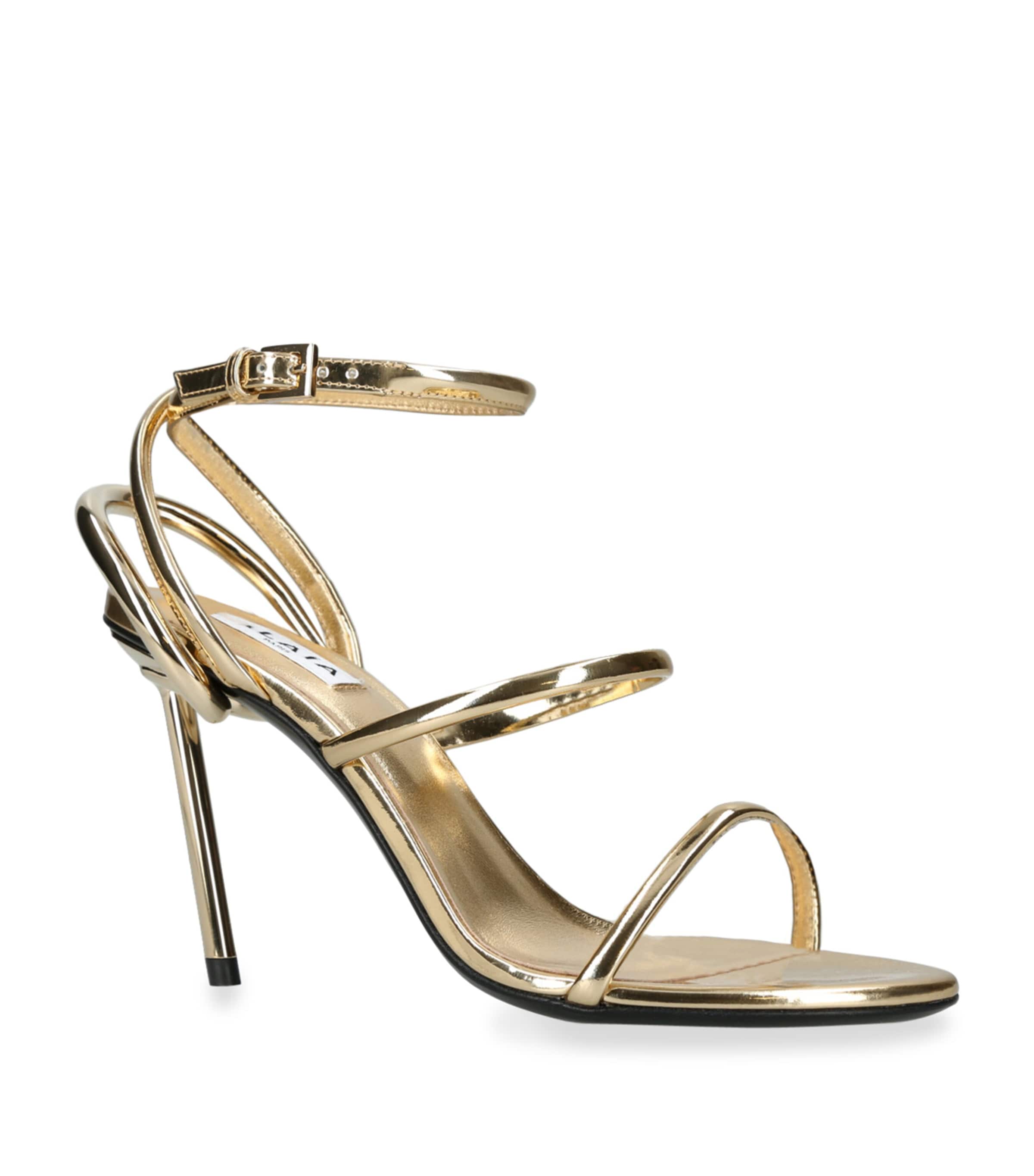 Alaïa Leather Heeled Sandals 90 Gold Image 3