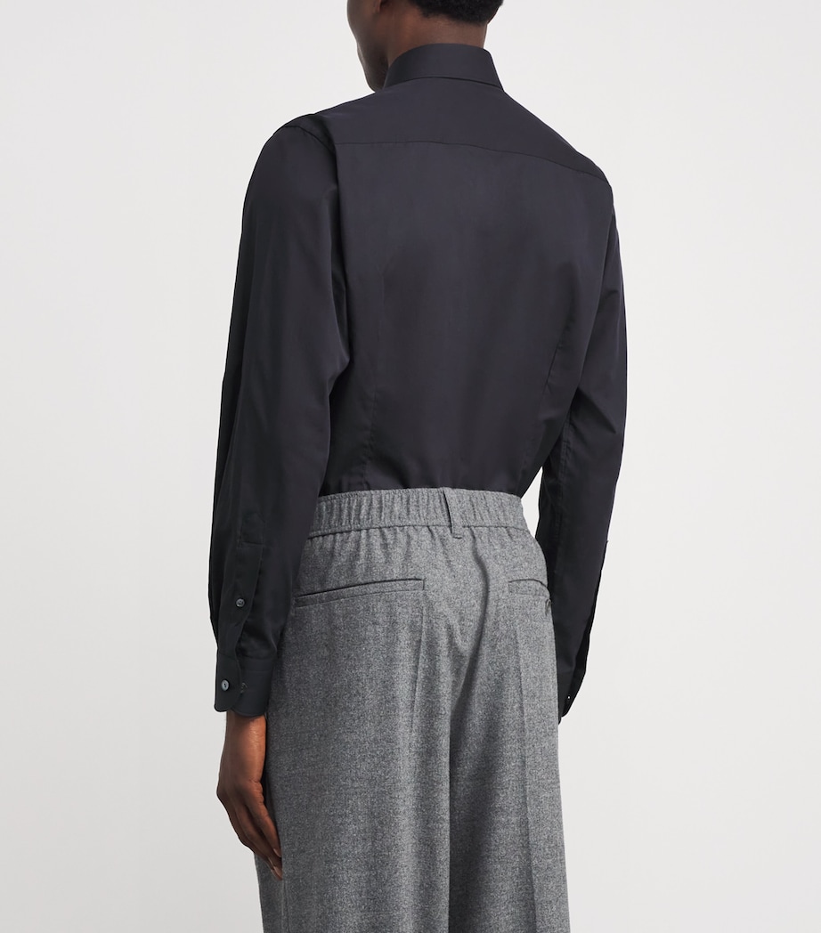 Cotton-Silk Long-Sleeve Shirt 18BLACK Image 4