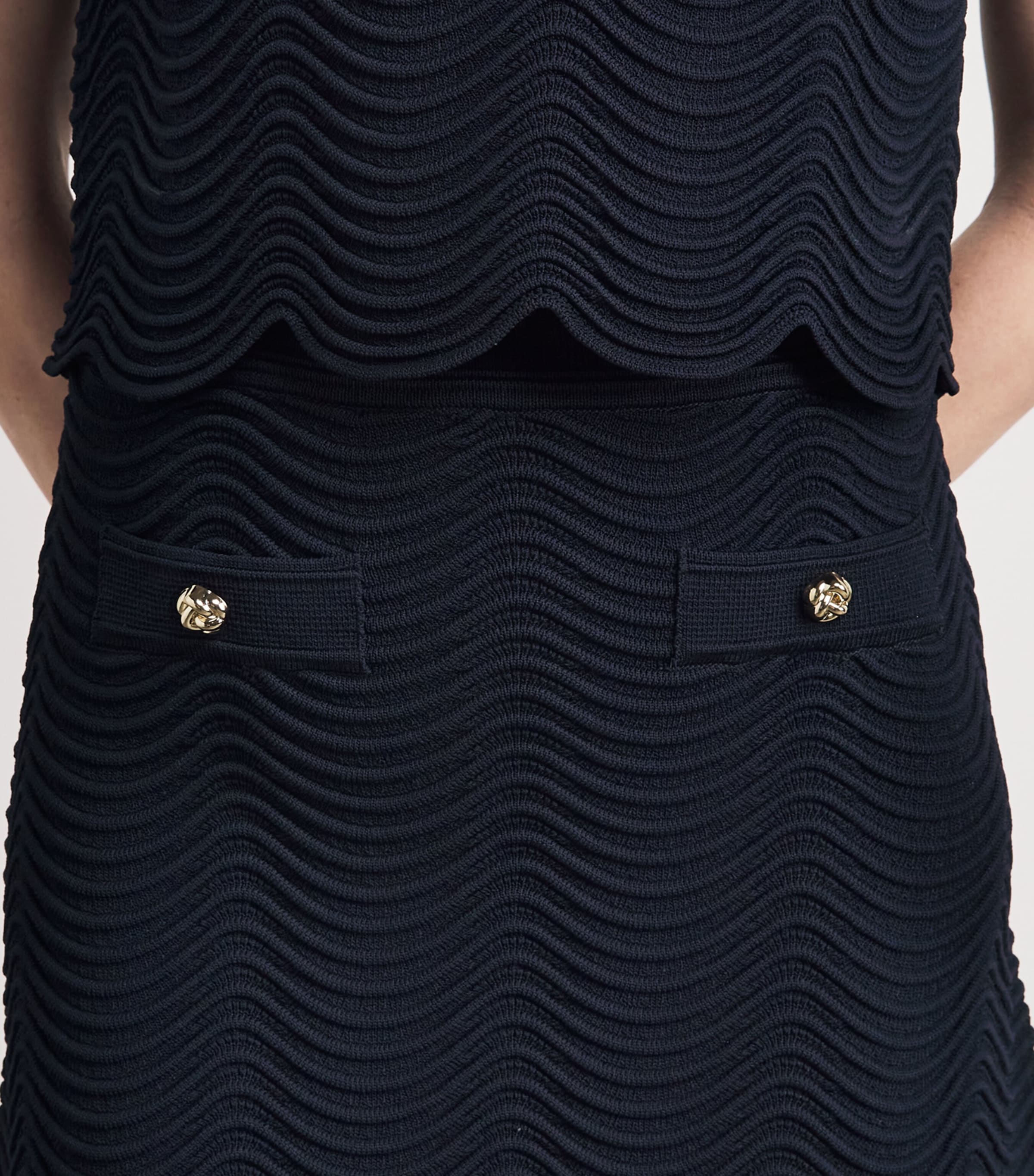 Sandro Paris Womens Knitted Mini Skirt Navy Blue Image 3
