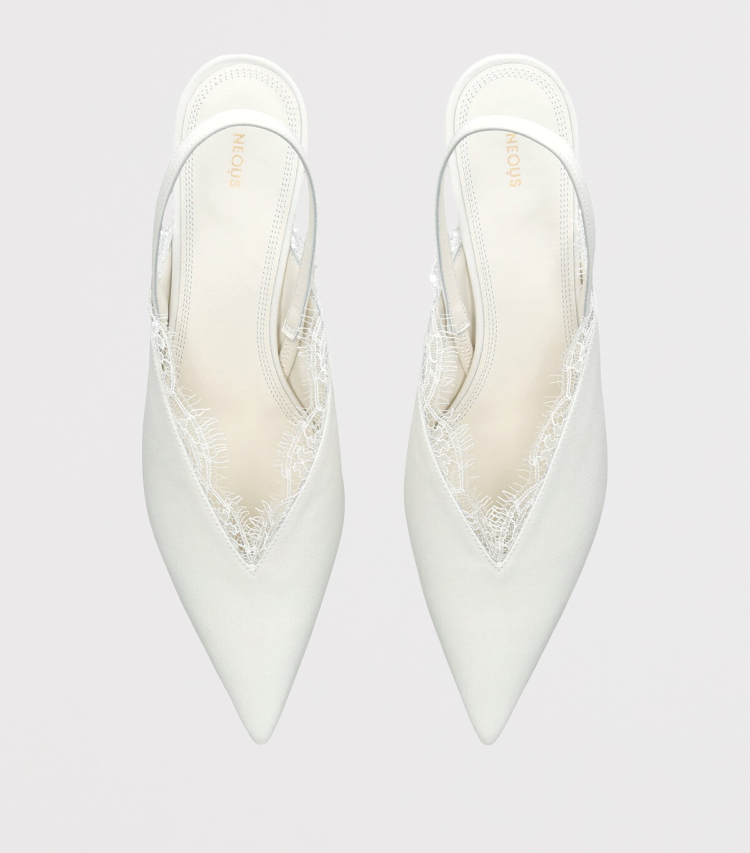 NEOUS Crepe Lace-Trim Irena Slingback Pumps 40 White Image 3