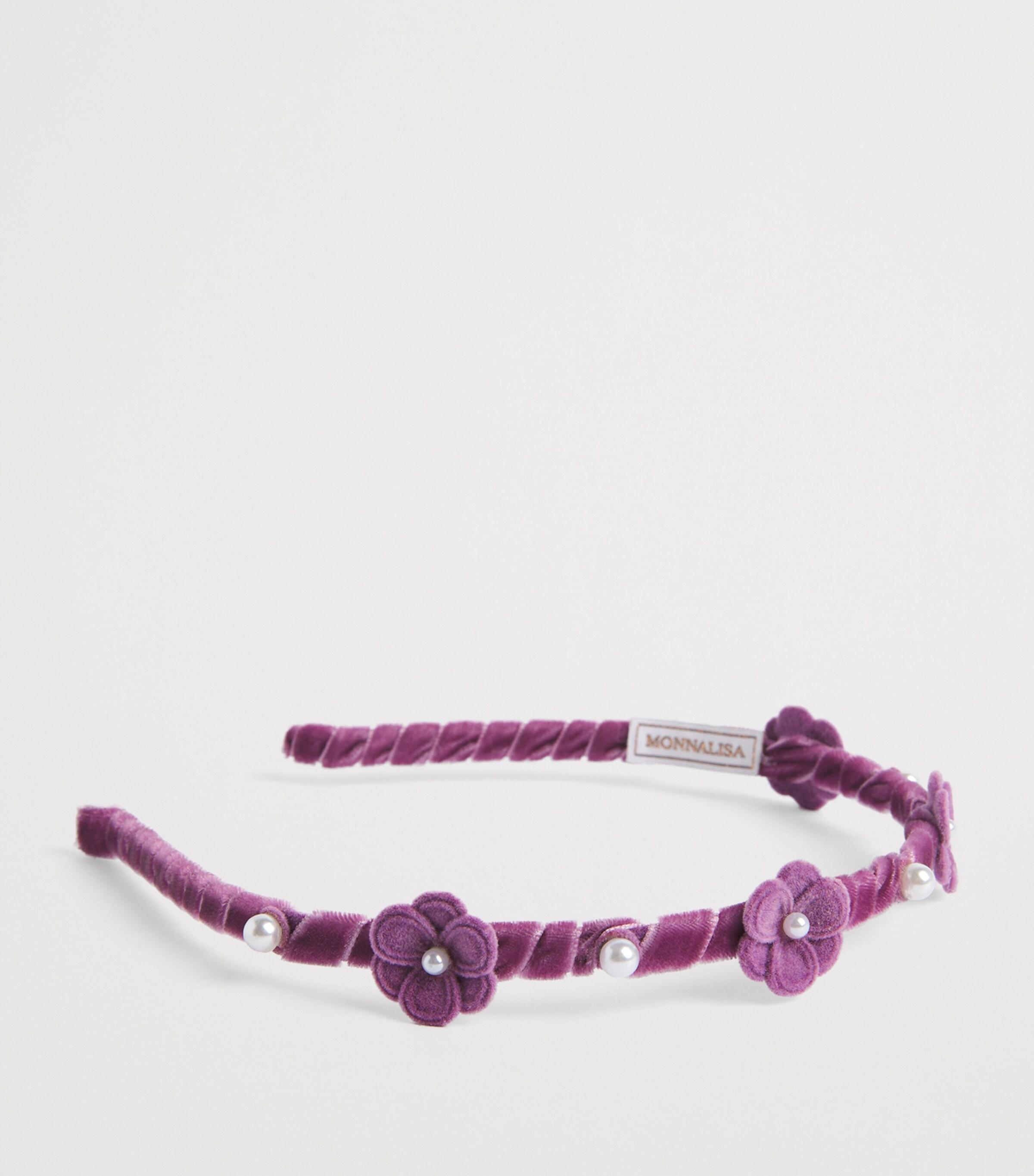 Monnalisa Velvet Flower-Detail Headband Susina Image 3
