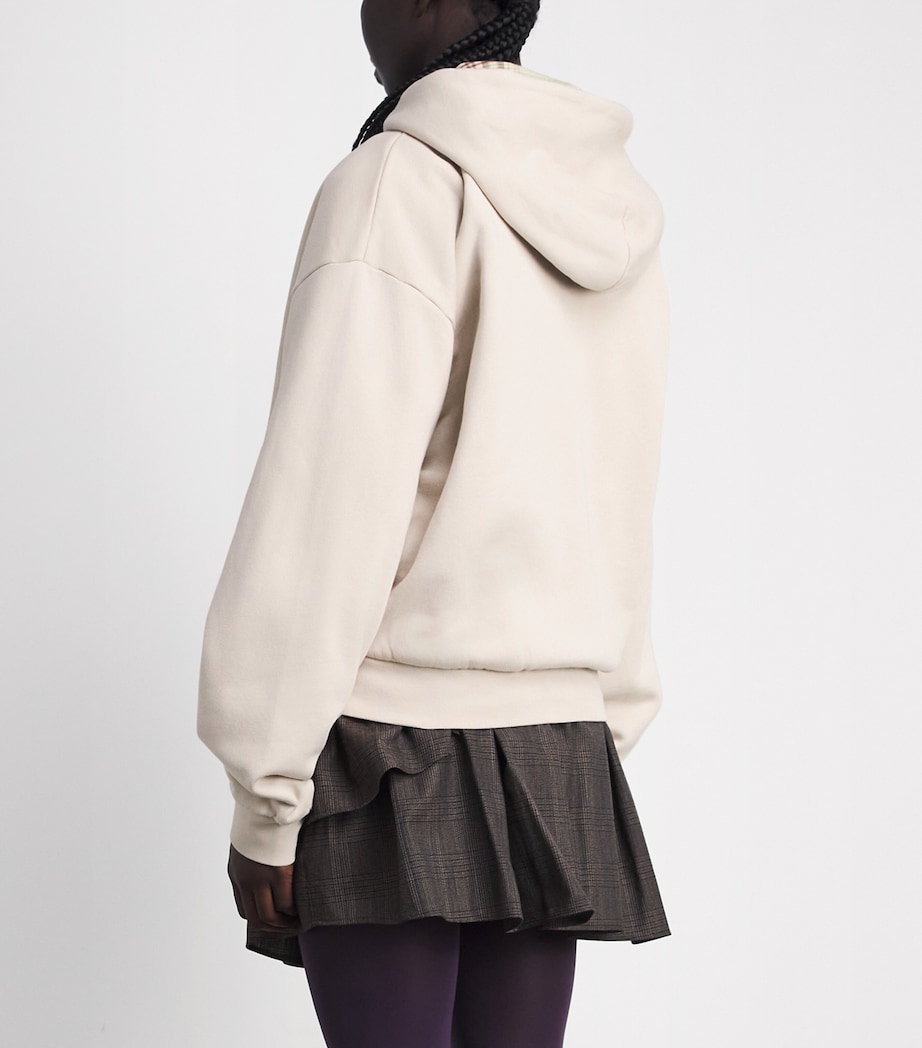 Acne Studios Womens Cotton Logo Hoodie Pebble Beige Image 5