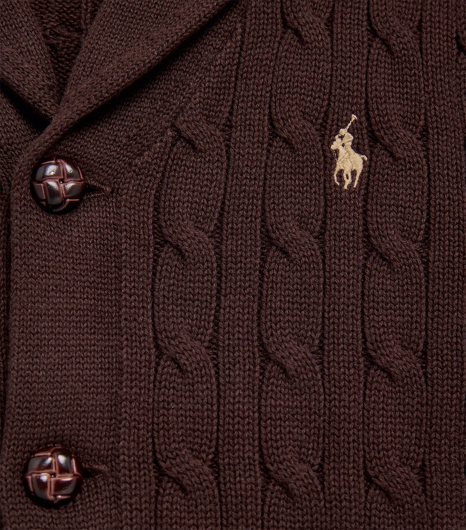 Cotton Mini Logo Cardigan BRN Image 3