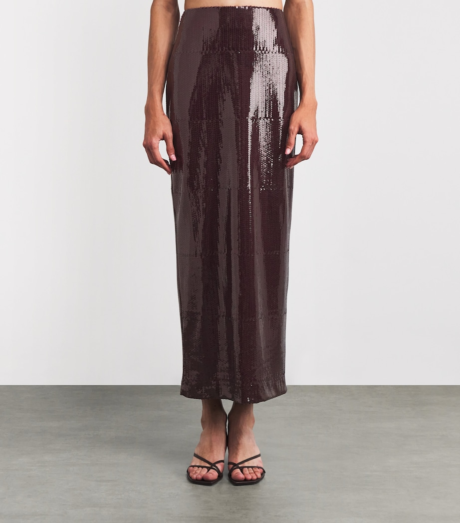 Sequinned Sussex Maxi Skirt I003 WINE Image 3