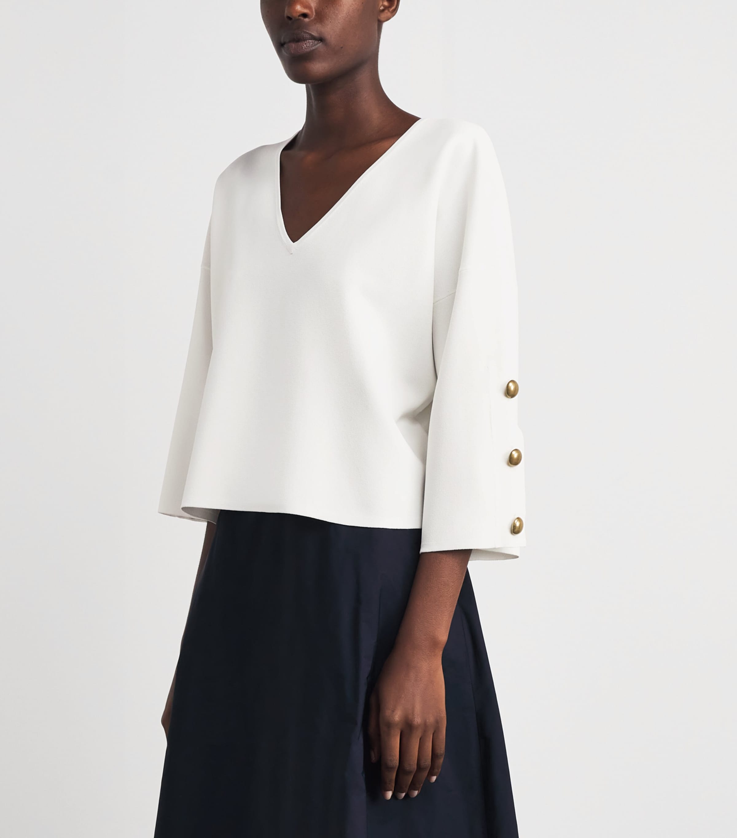 Max Mara Womens V-Neck Top White Image 4