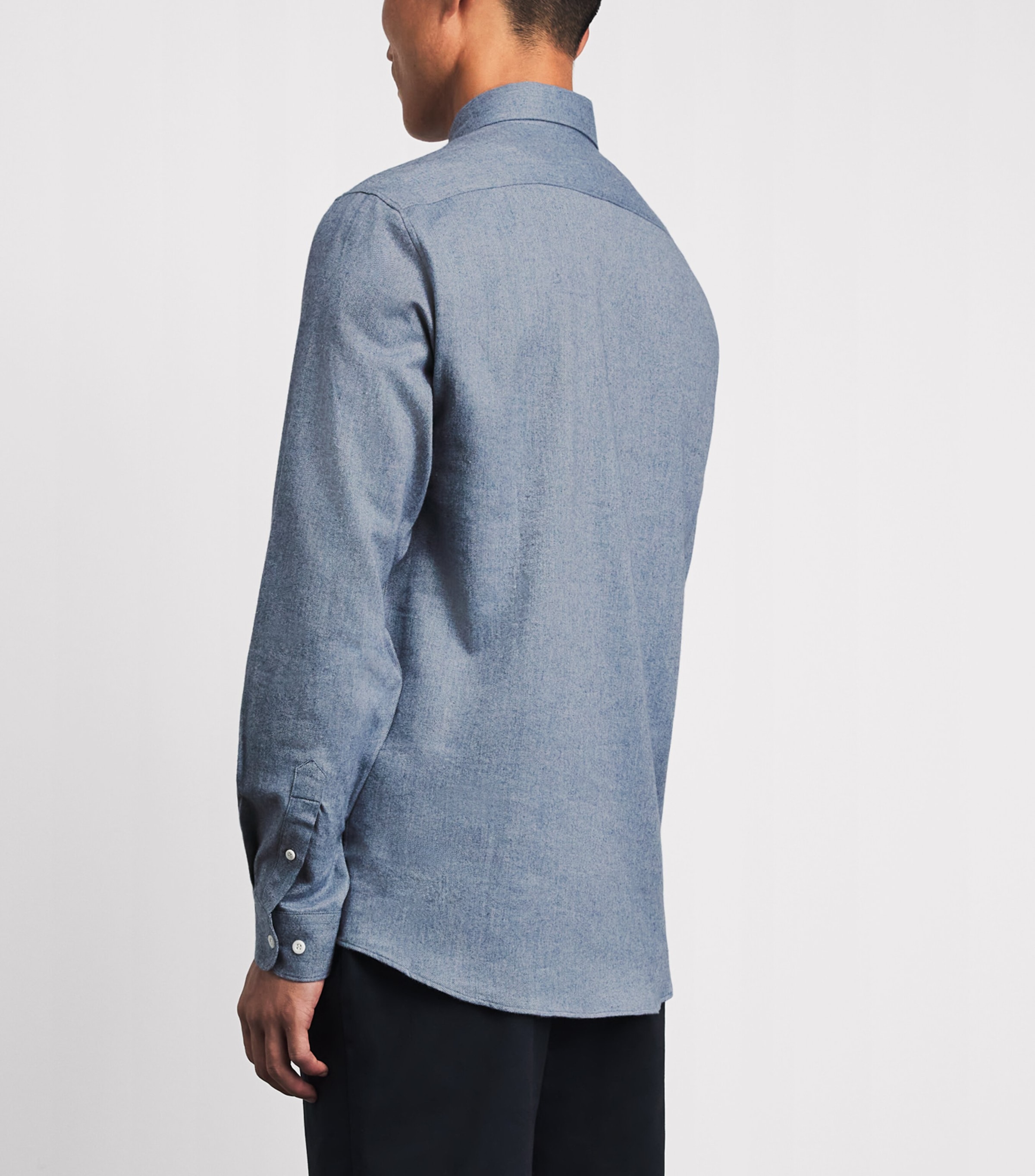 Sunspel Mens Brushed Cotton Flannel Shirt Powder M Image 5