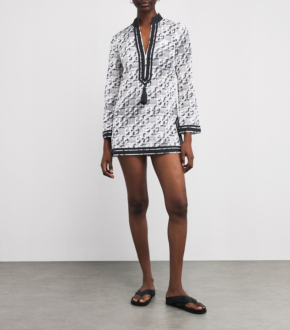 Silk-Cotton Printed Kaftan IVORY PIXEL LOGO 113 Image 2