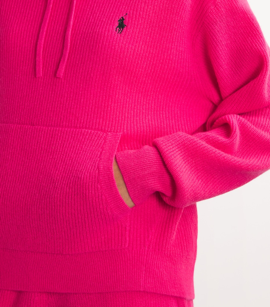 Polo Ralph Lauren Womens Washable Cashmere Pink Pony Hoodie Wild Raspberry Image 6