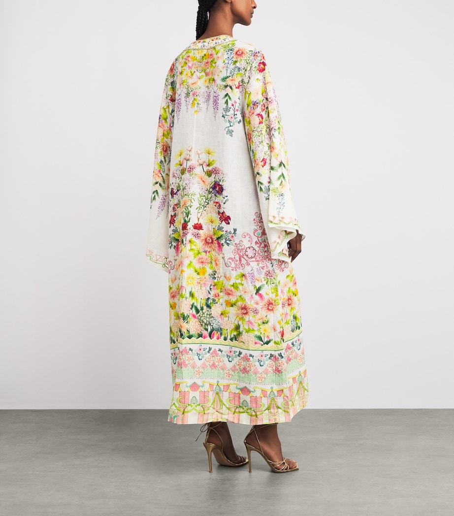 Camilla Womens Linen Floral Midi Kaftan Dress Callcata Image 4