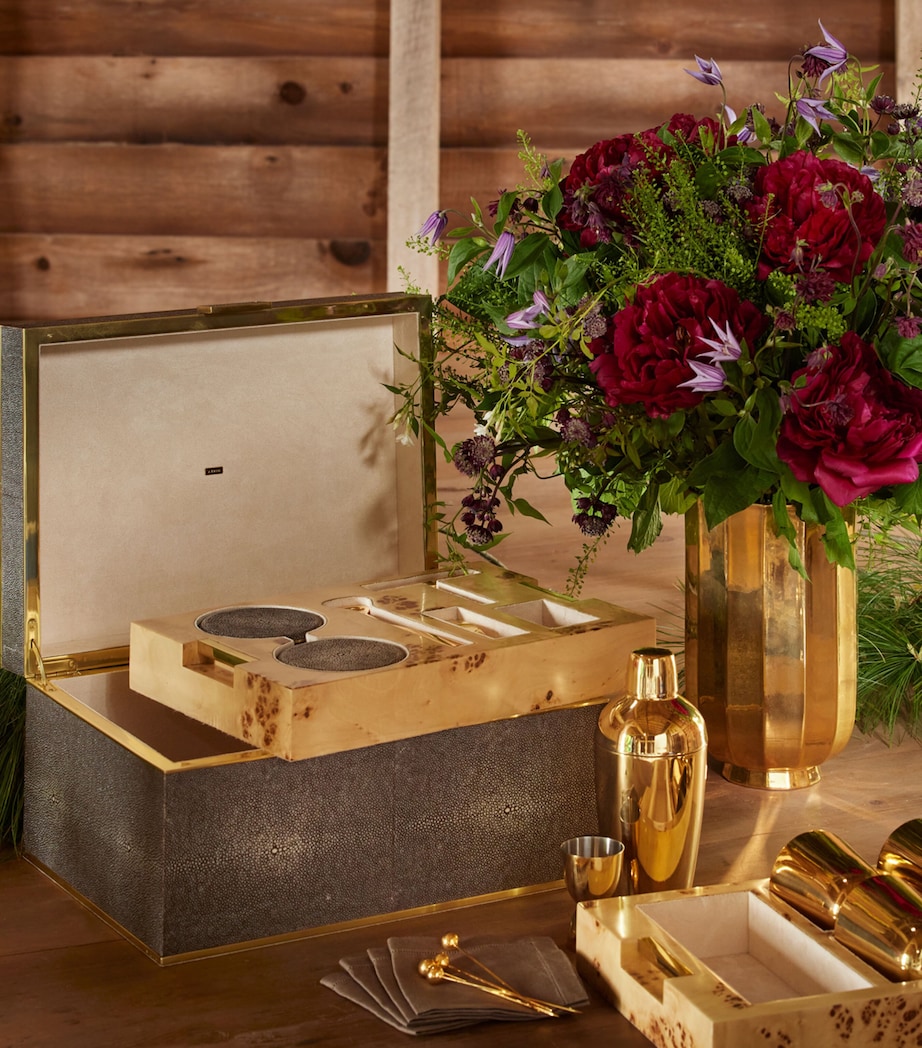 Aerin Shagreen Classic Bar Set Chocolate Image 5
