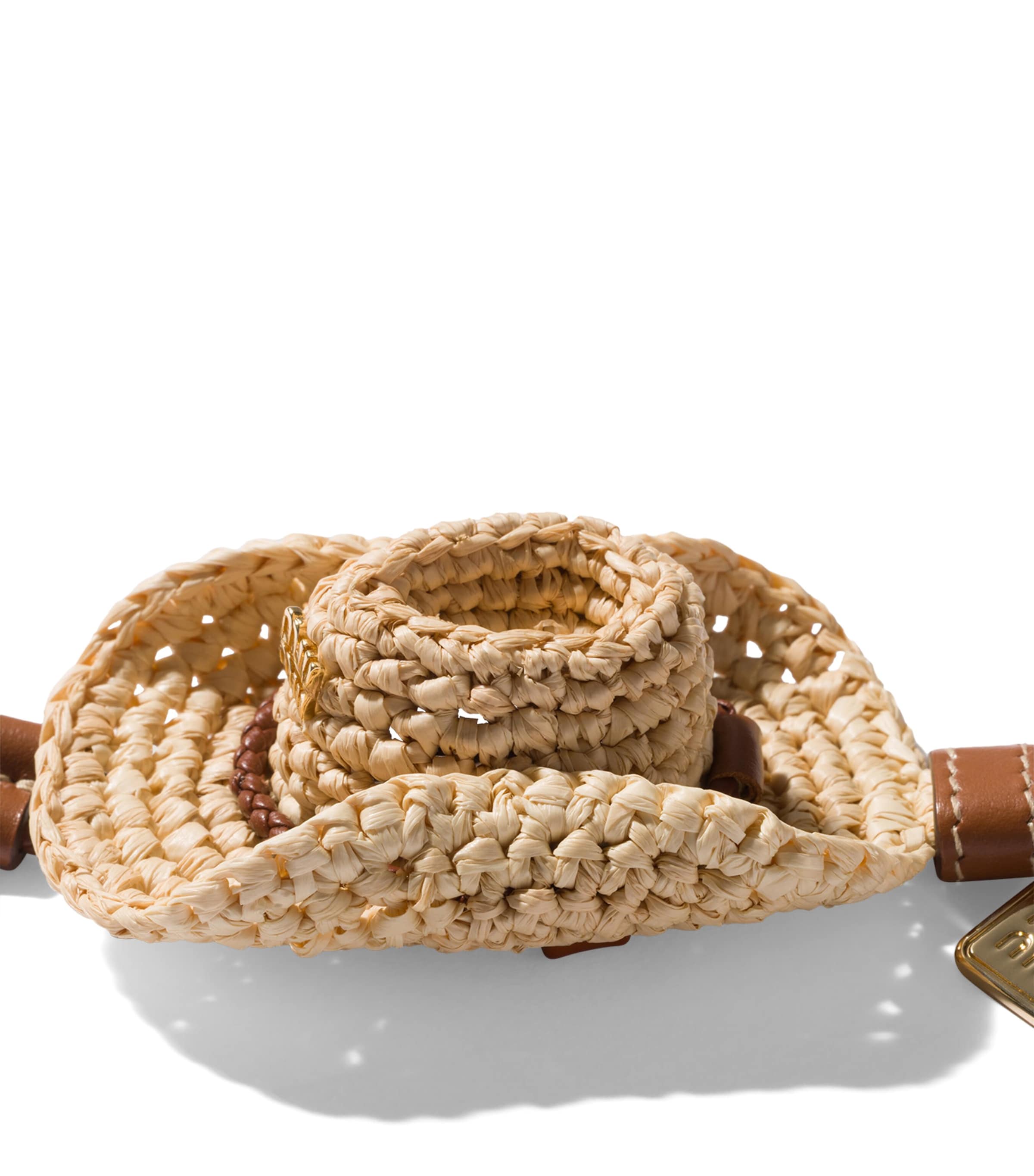 Miu Miu Raffia and Leather Sunhat Keyring Neutral Image 3