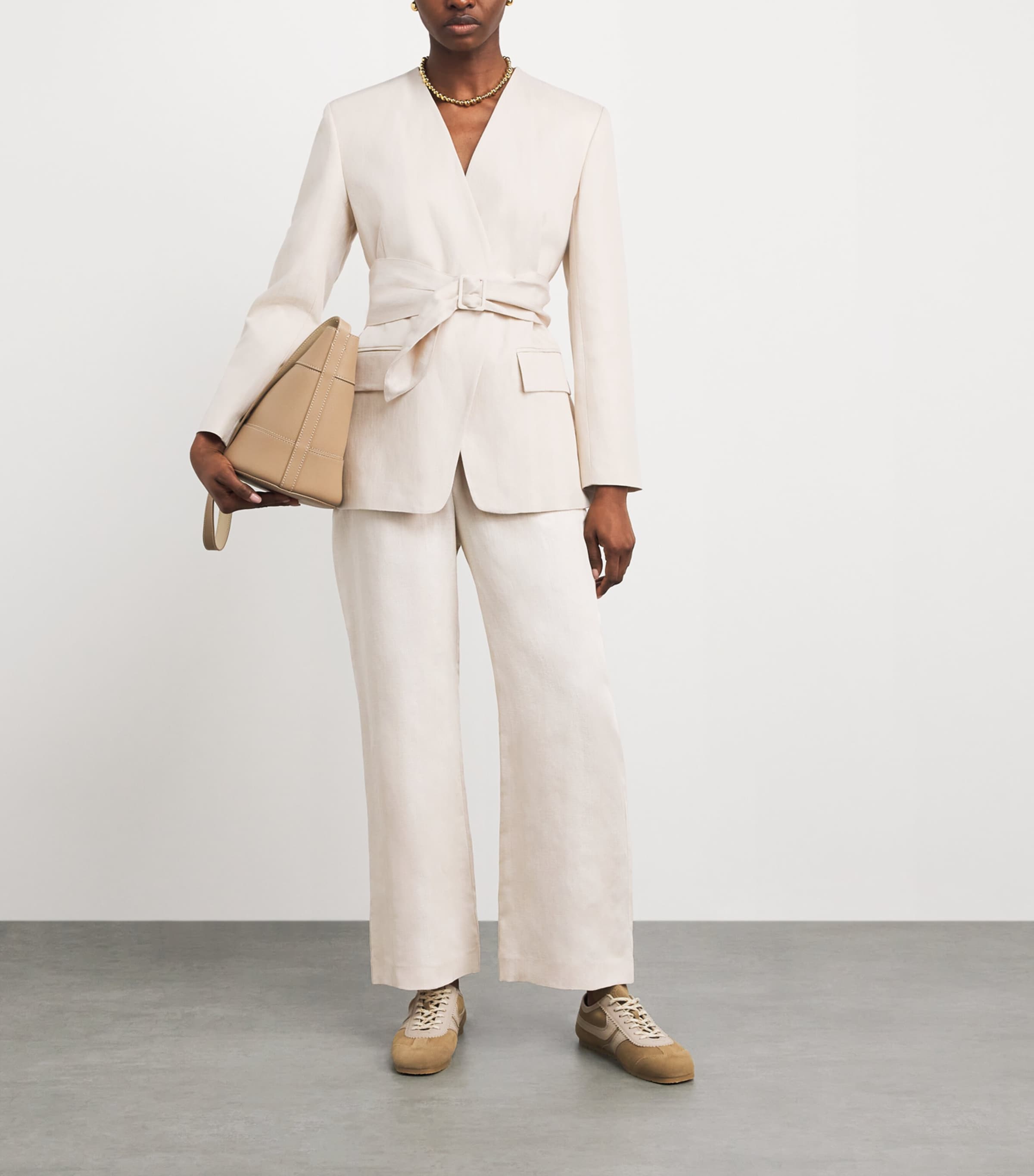 Claudie Pierlot Womens Kimono-Collar Jacket Sand Image 2