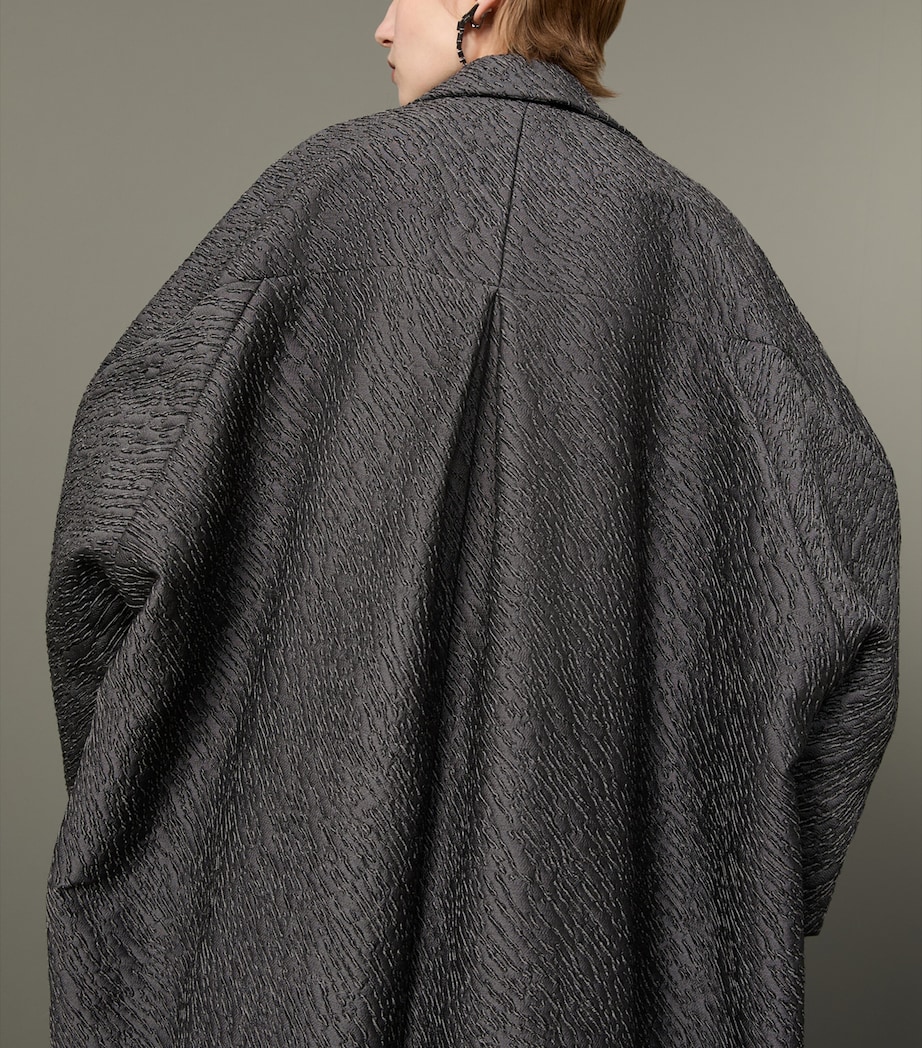 Max Mara Womens Wool-Blend Jacquard Cape Coat Medium Grey Image 6