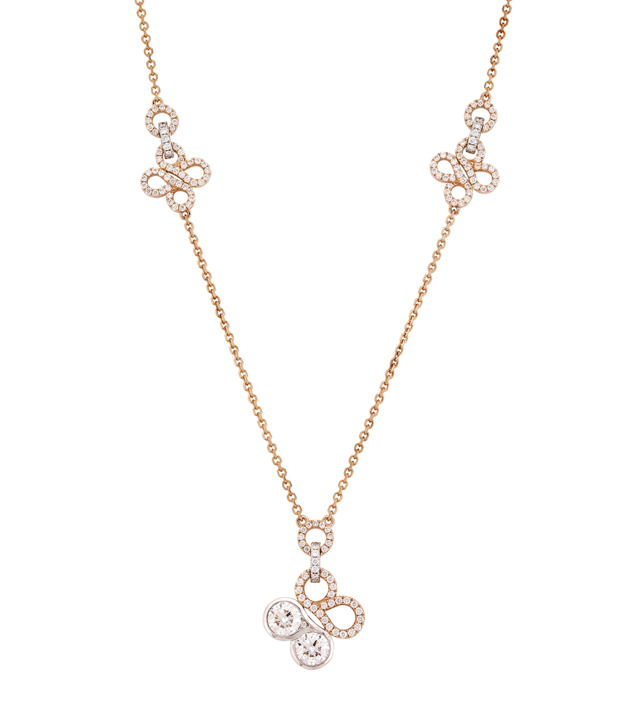 Shop Boodles Rose Gold, Platinum And Diamond Large Be  Necklace In Silver