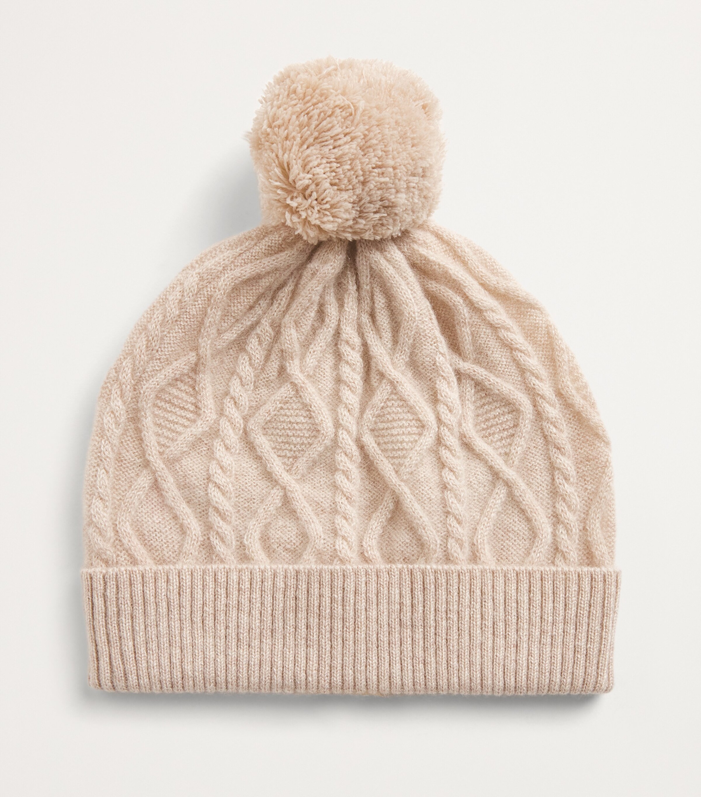Harrods Cashmere Cable-Knit Beanie (0-24 Months) Beige Image 2