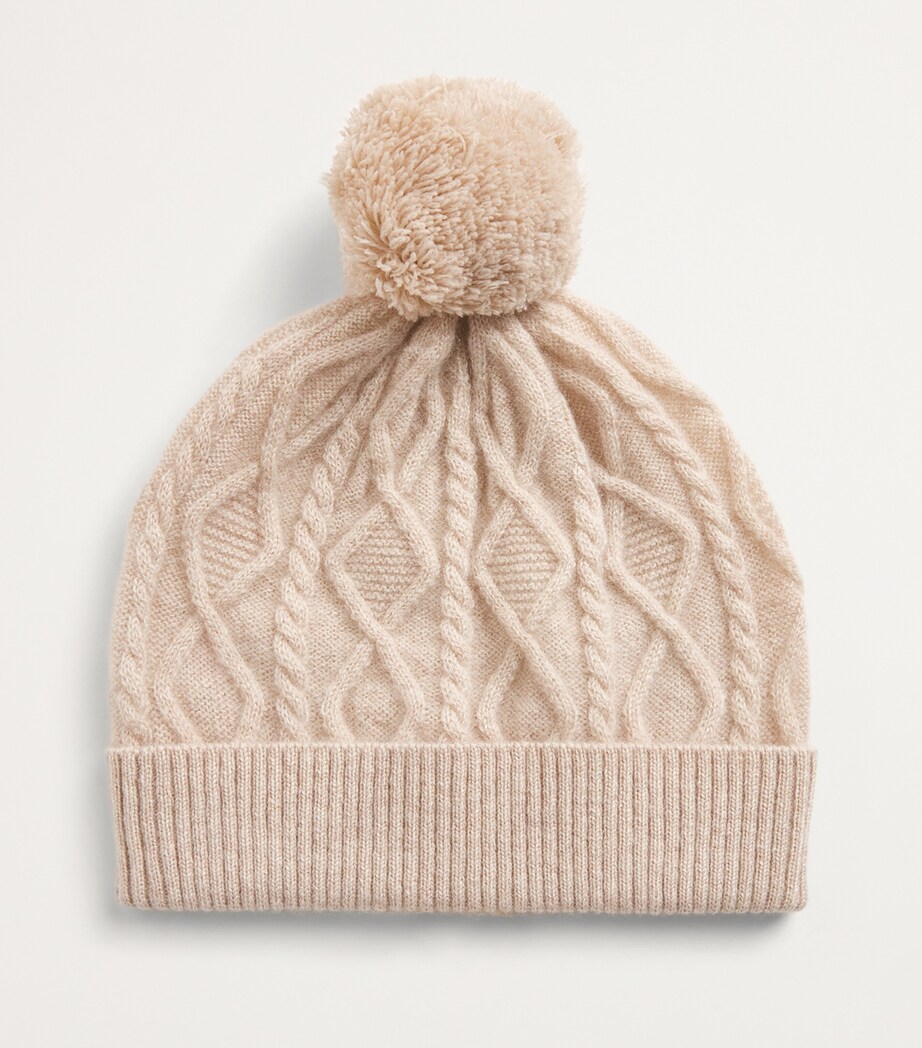 Harrods Cashmere Cable-Knit Beanie (0-24 Months) Beige Image 2