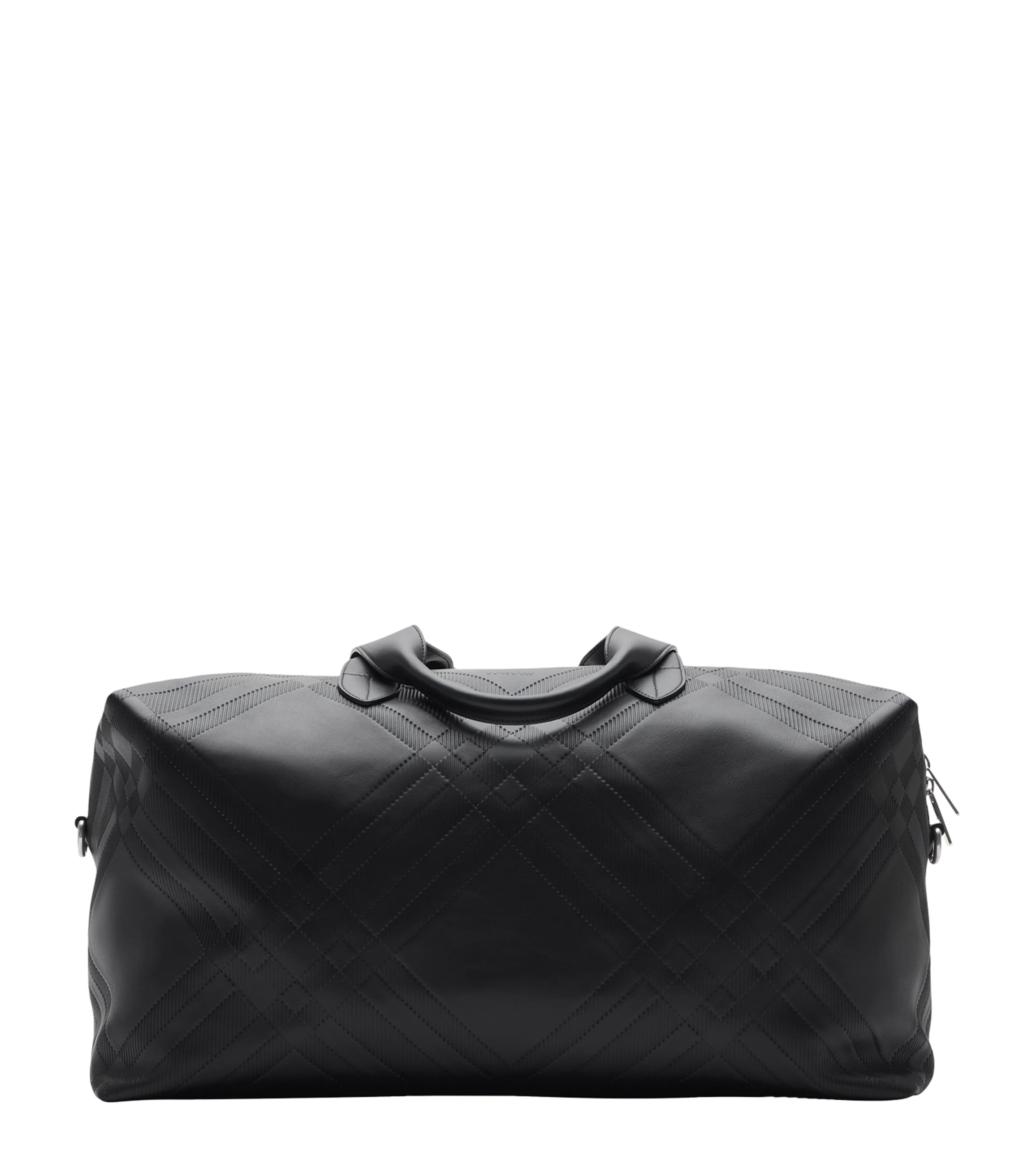 Leather Check-Embossed Duffle Bag BLACK Image 1