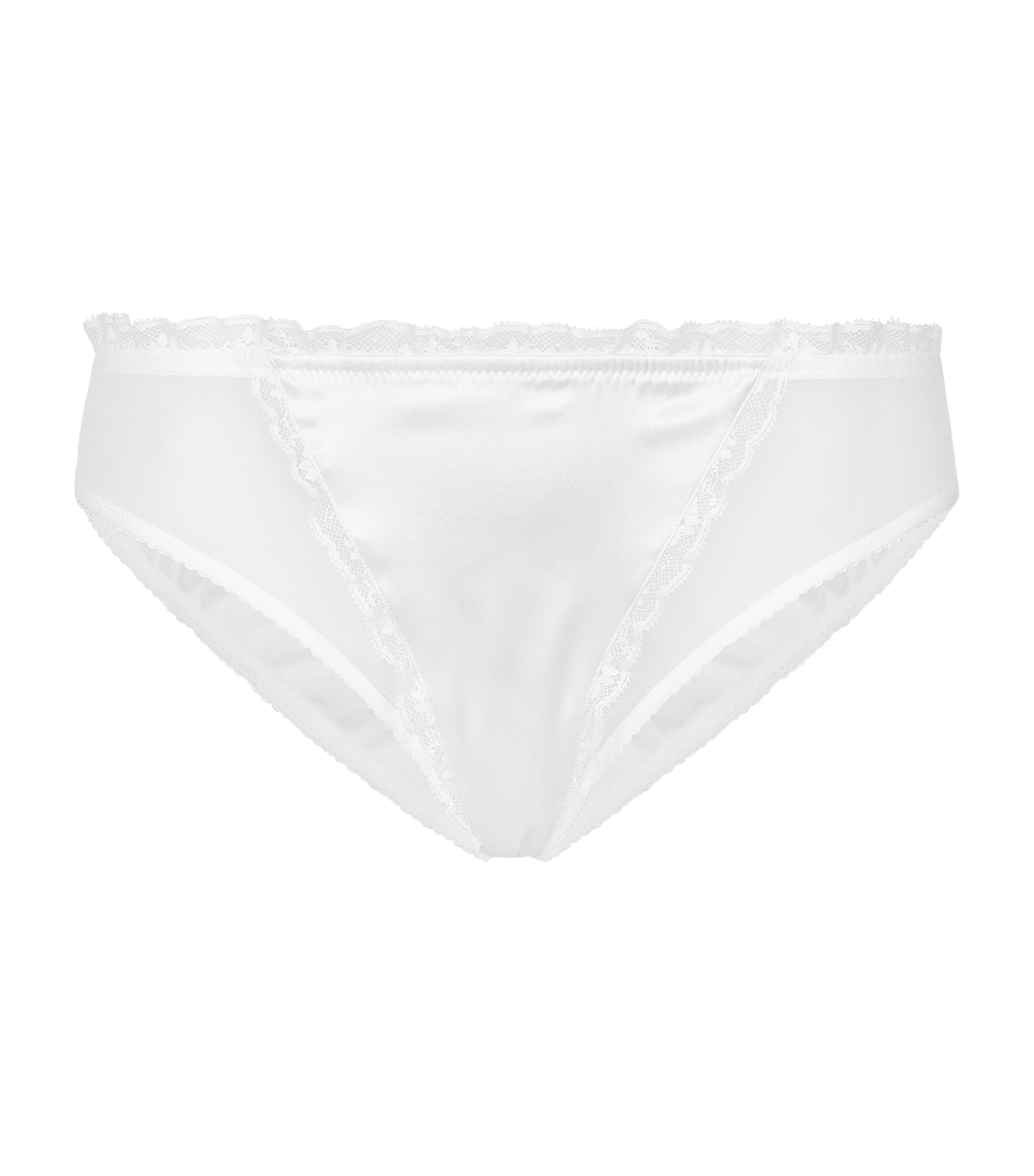 Dolce & Gabbana Ruffle-trim Stretch-silk Briefs In White