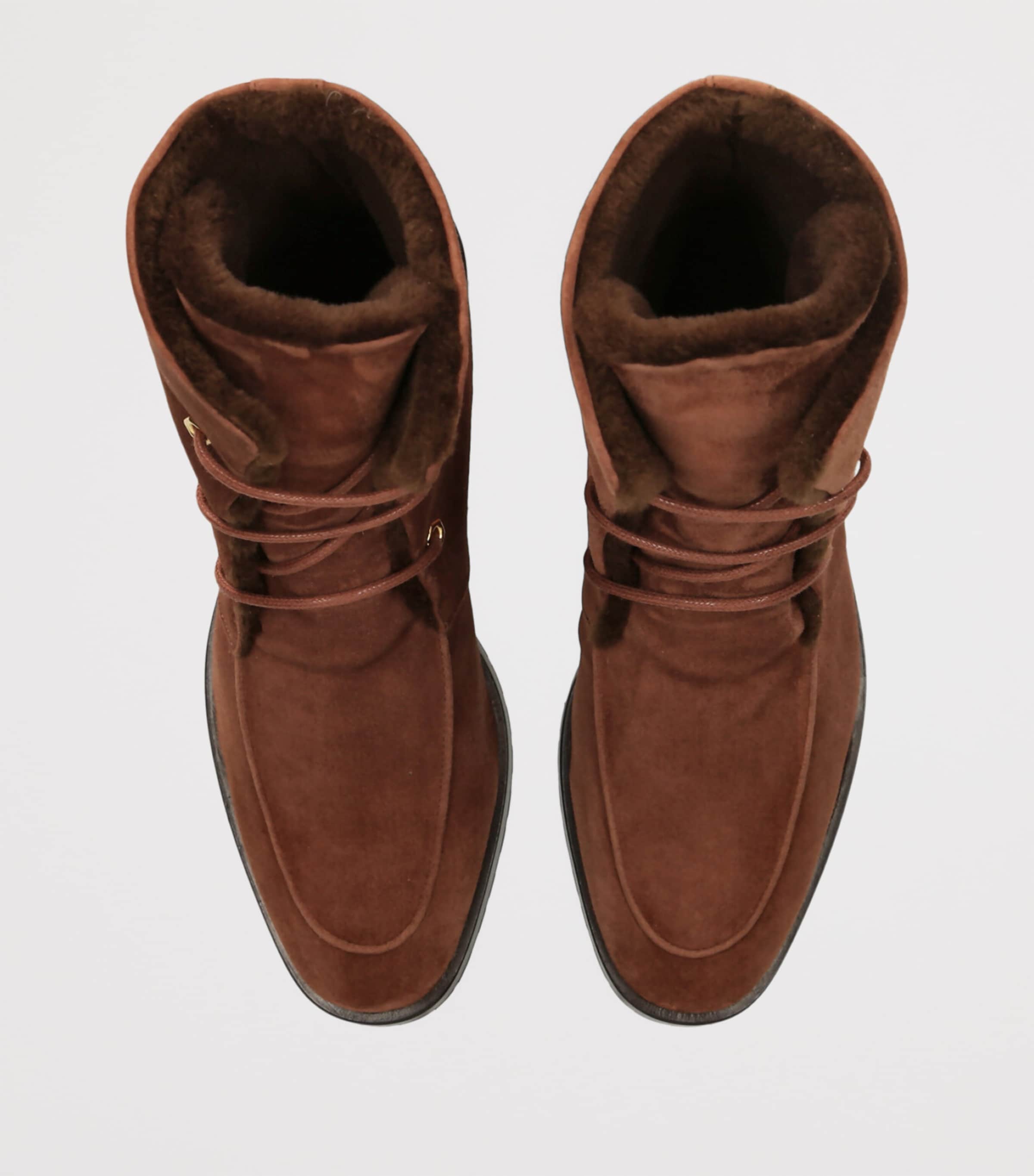 Suede Shearling-Lined Boots BROWN Image 4