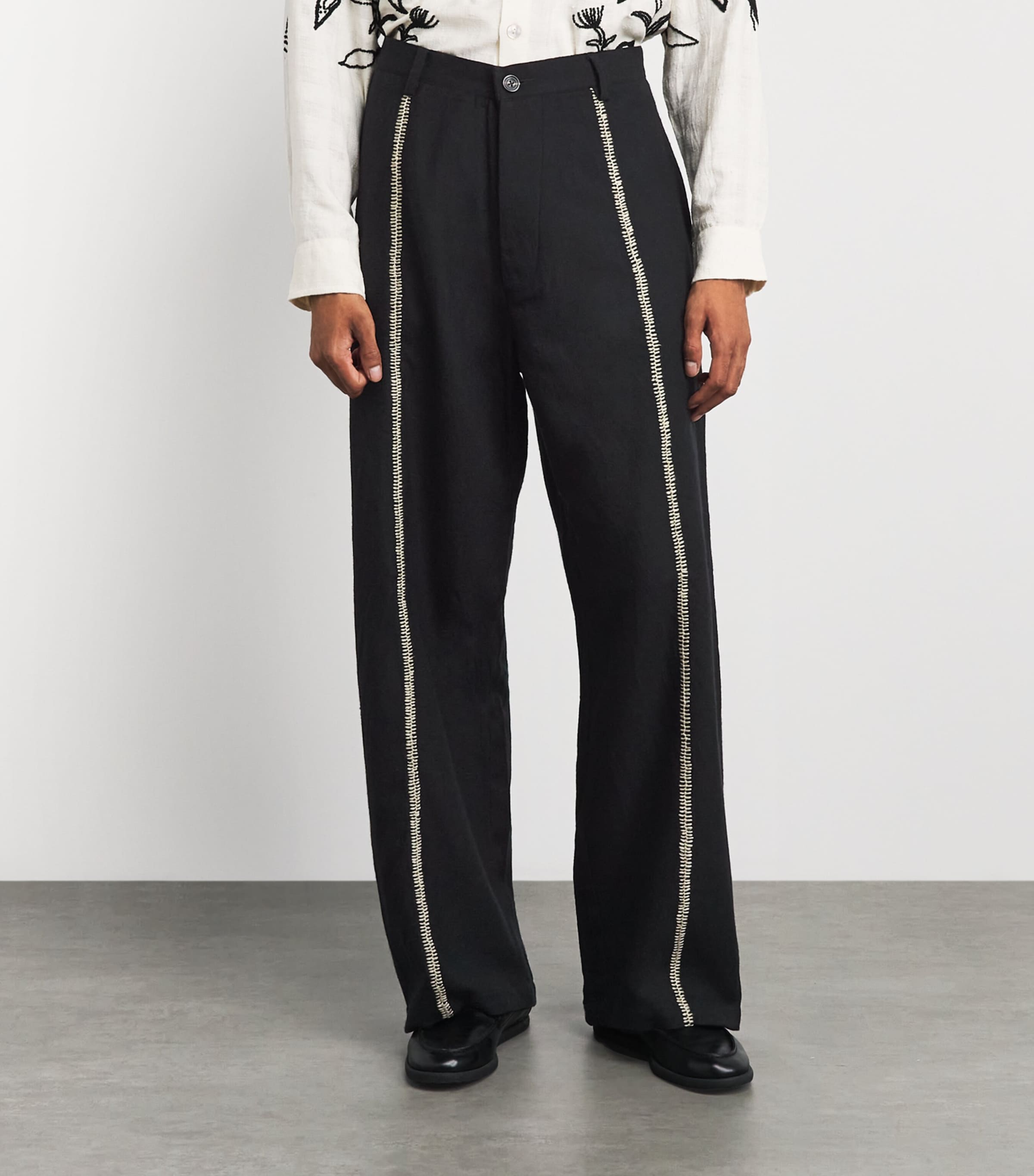 Kartik Research Mens Wool Rabari Sultan Trousers Black/brown Image 4