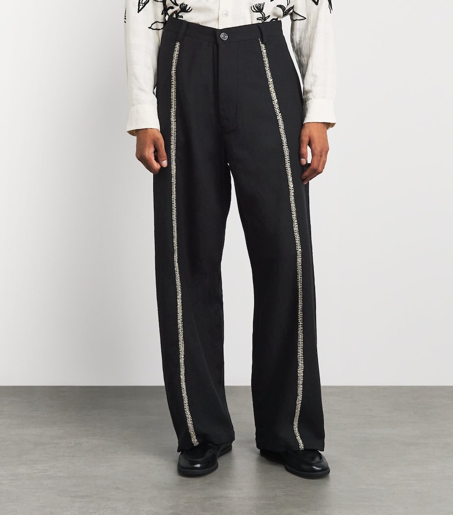 Kartik Research Mens Wool Rabari Sultan Trousers Black/brown Image 4