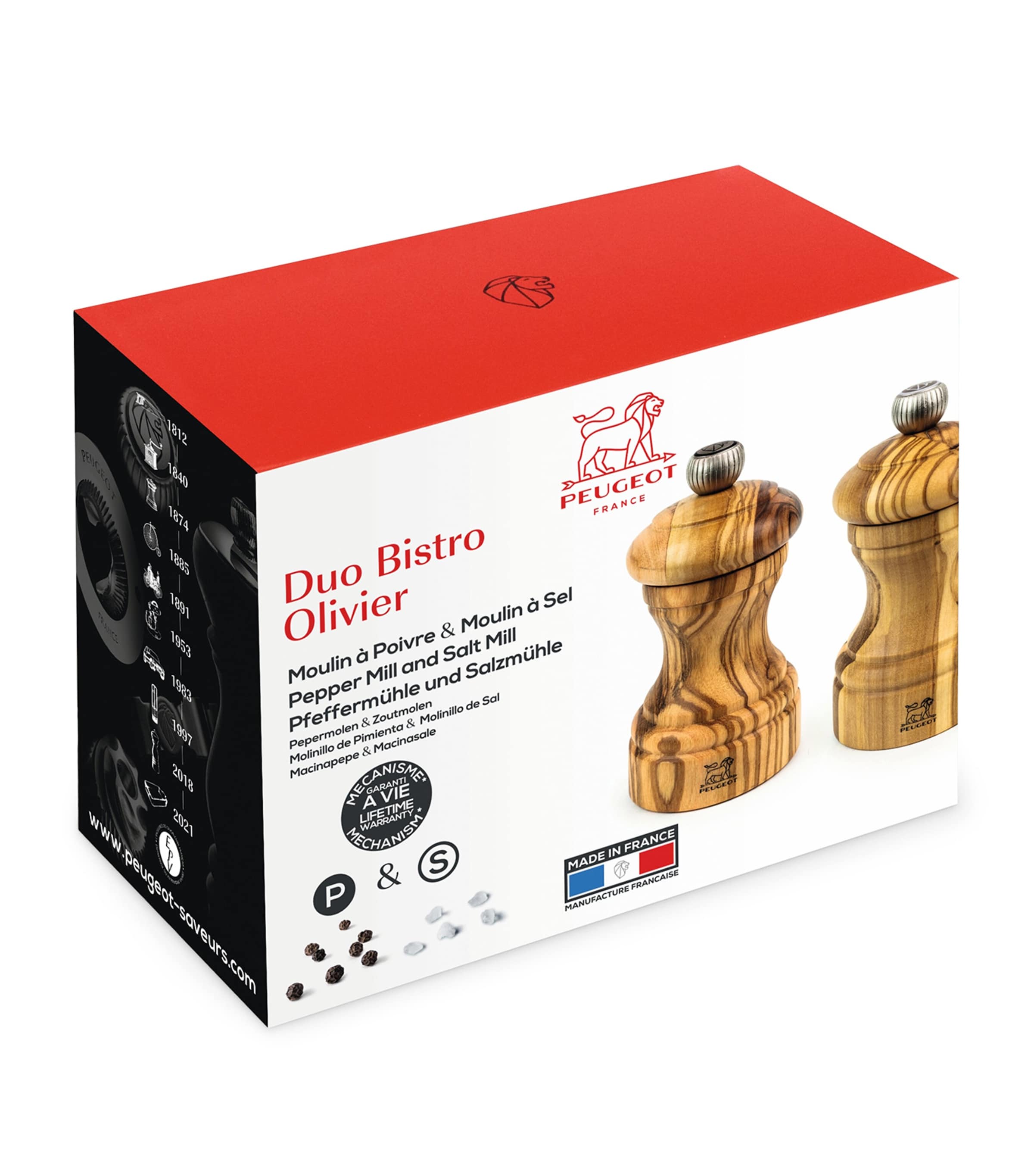 Peugeot Olive Wood Bistro Pepper and Salt Mill Set (10cm) Olive Wood Image 2
