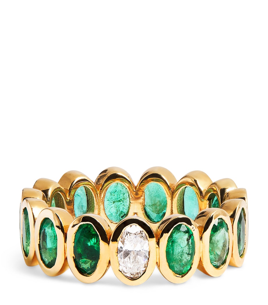 Yellow Gold, Diamond and Emerald Eternity Ring YELLOW GOLD Image 1