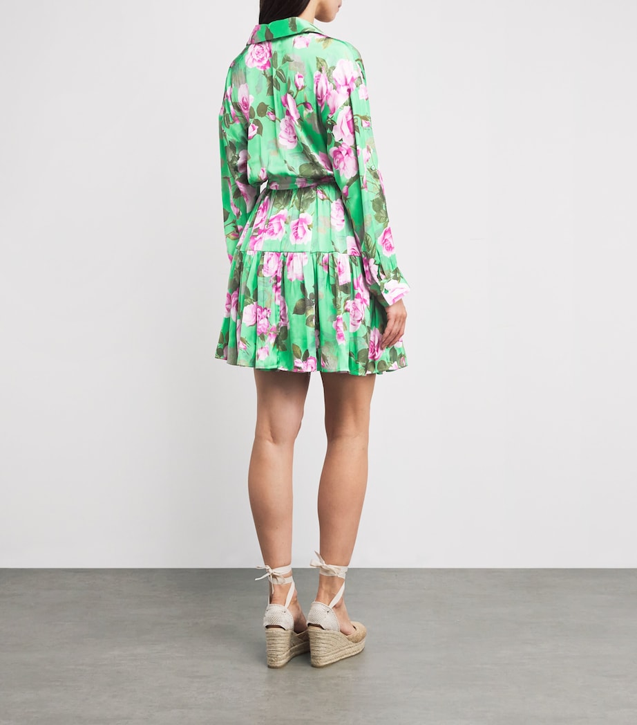 Satin Floral Virlen Mini Dress GSAG-GREEN MULTI Image 3