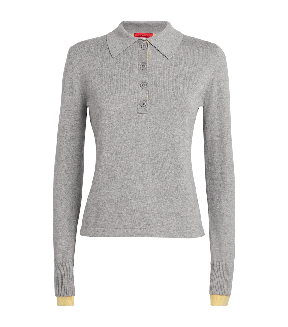 Cotton-Cashmere Polo Sweater MELANGE GREY Image 1