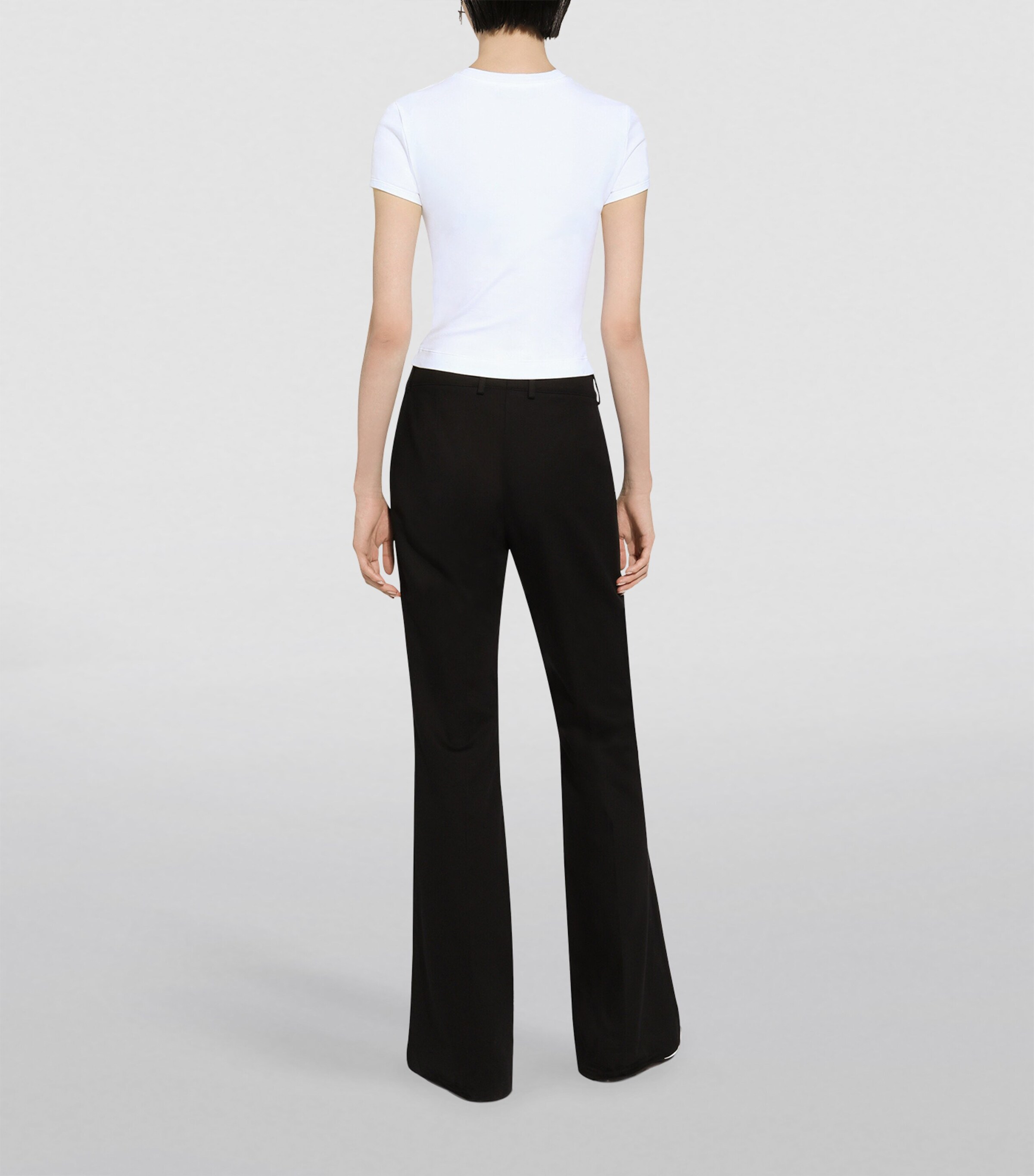 Dolce&Gabbana Womens Stretch-Cotton Logo T-Shirt Optical White Image 6