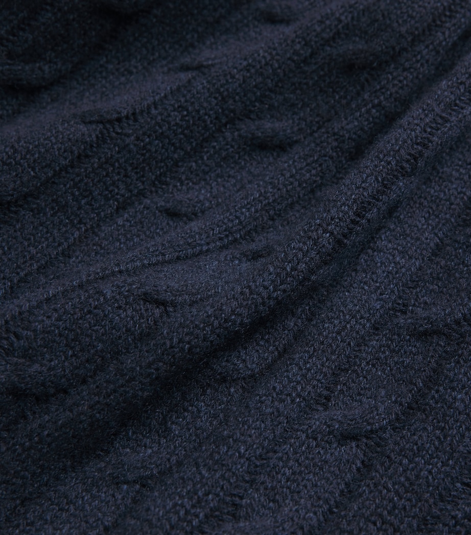 Organic Cashmere Cable-Knit Thames Sweater INDIGO BLUE Image 5