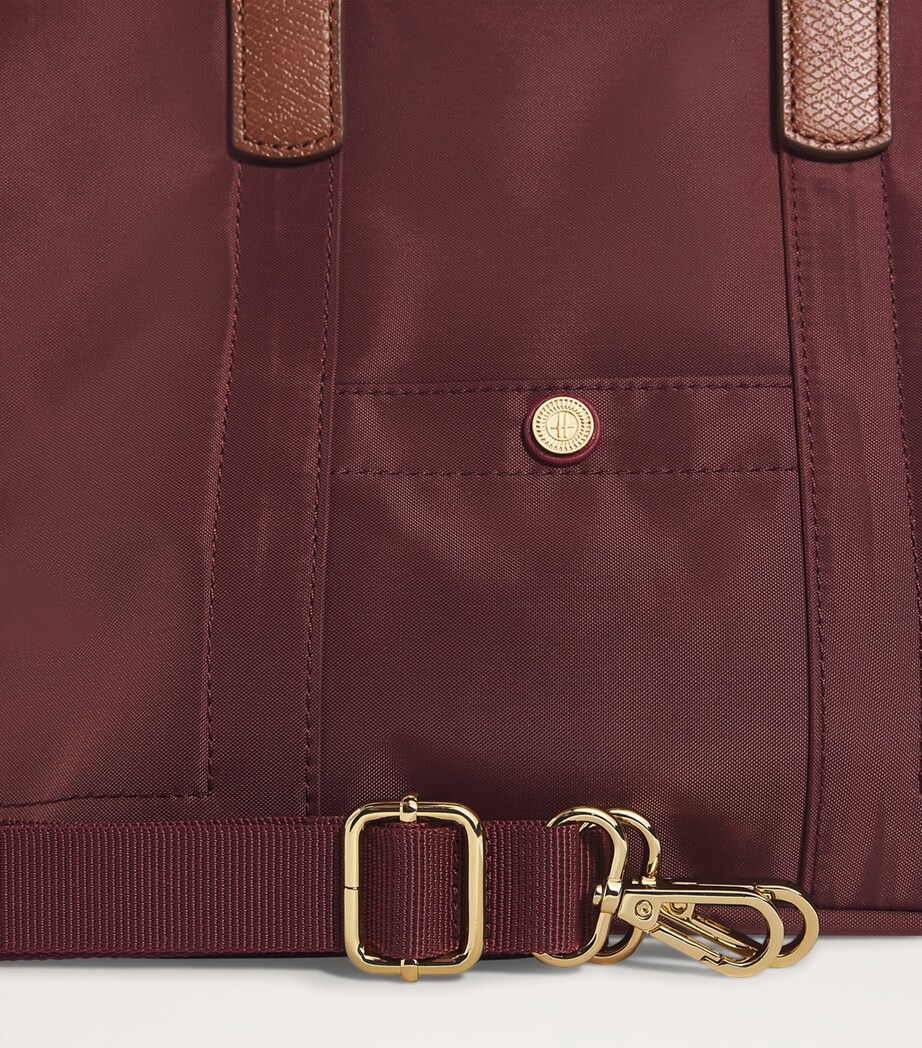 Harrods Grab Nylon Tote Bag Oxblood Image 4