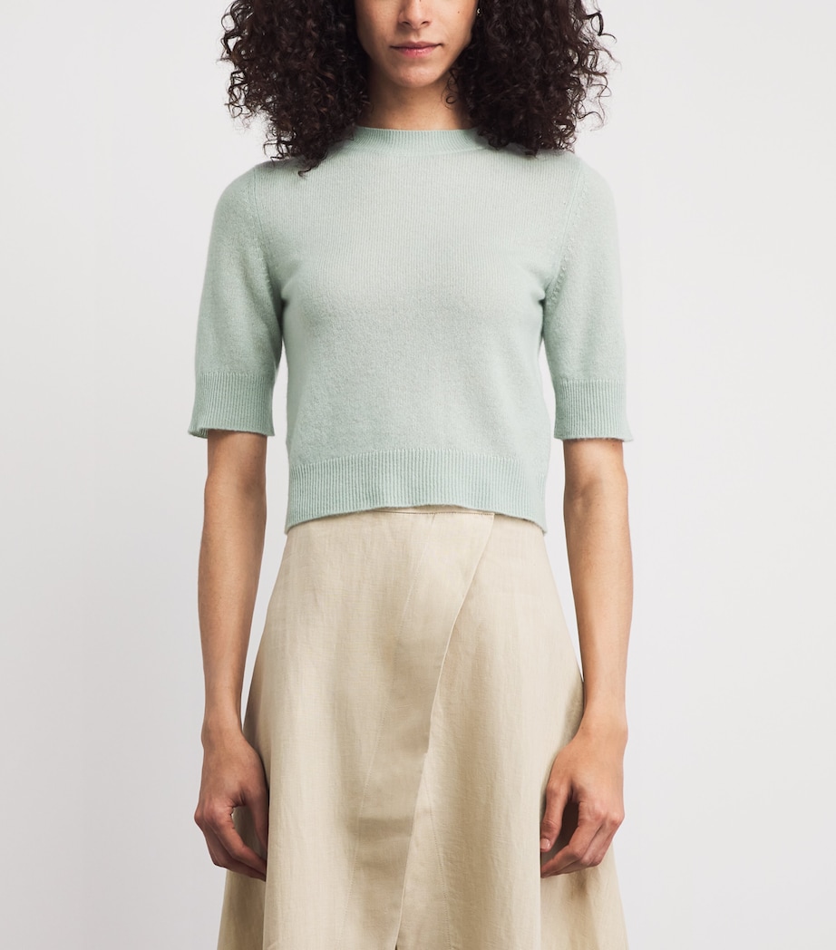 Le Kasha Womens Cashmere Short-Sleeve Chypre Sweater Lagoon Image 4