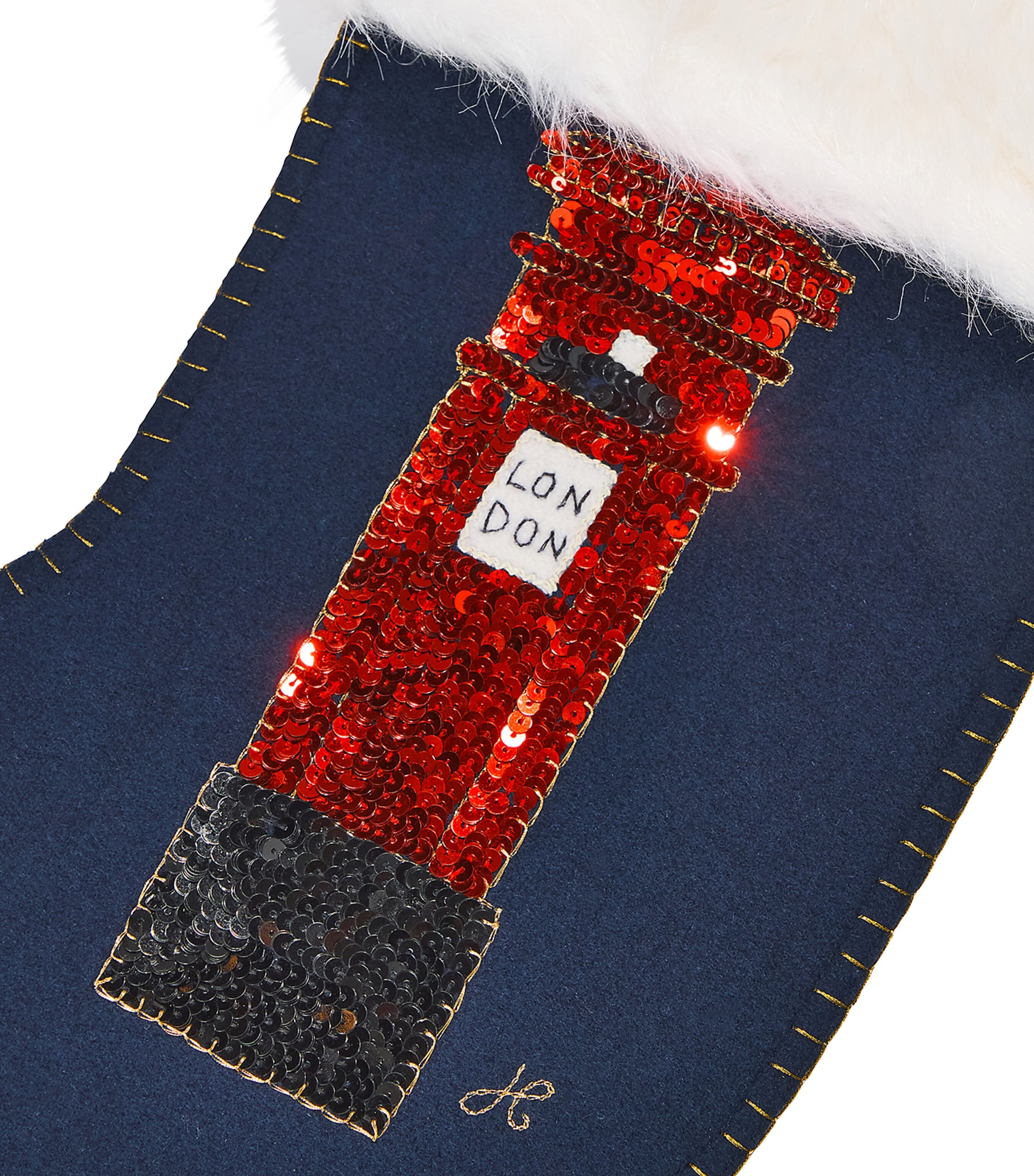 Sequin Post Box Christmas Stocking NAVY / CREAM Image 2