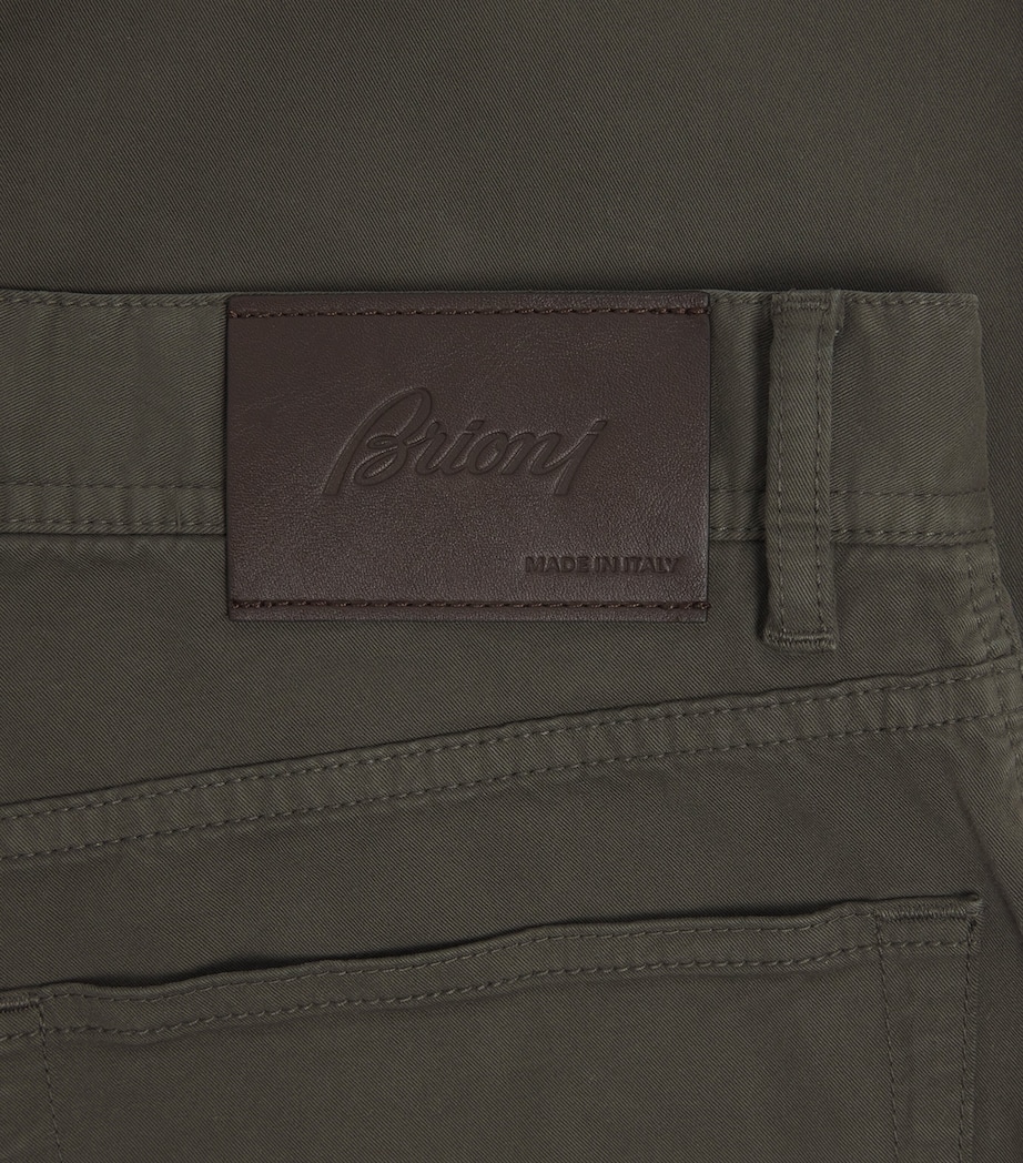 Brioni Mens Stretch-Cotton Straight Trousers Image 6