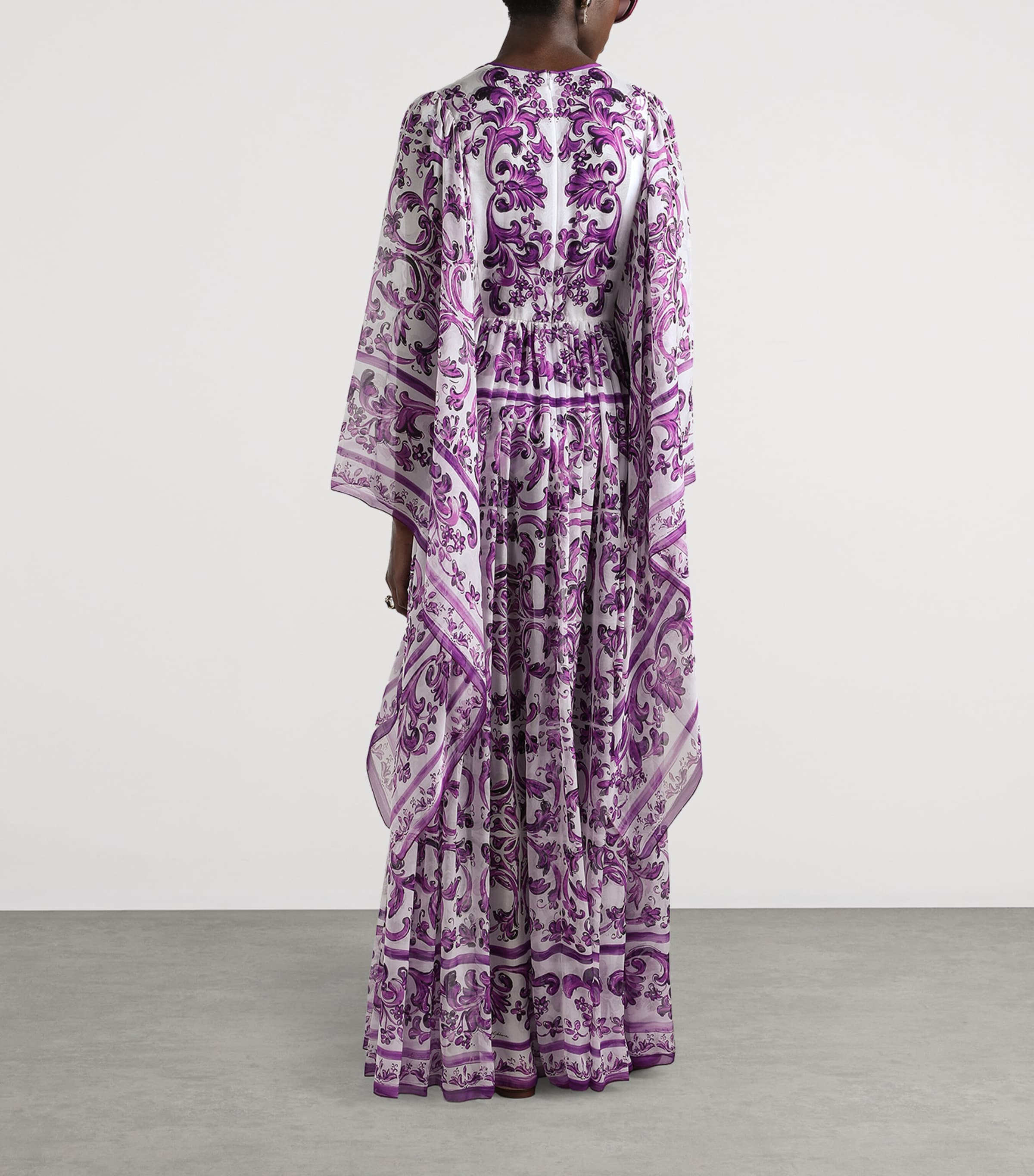 Silk Majolica Print Kaftan Dress HD5DQ-MAIOLICA Image 4