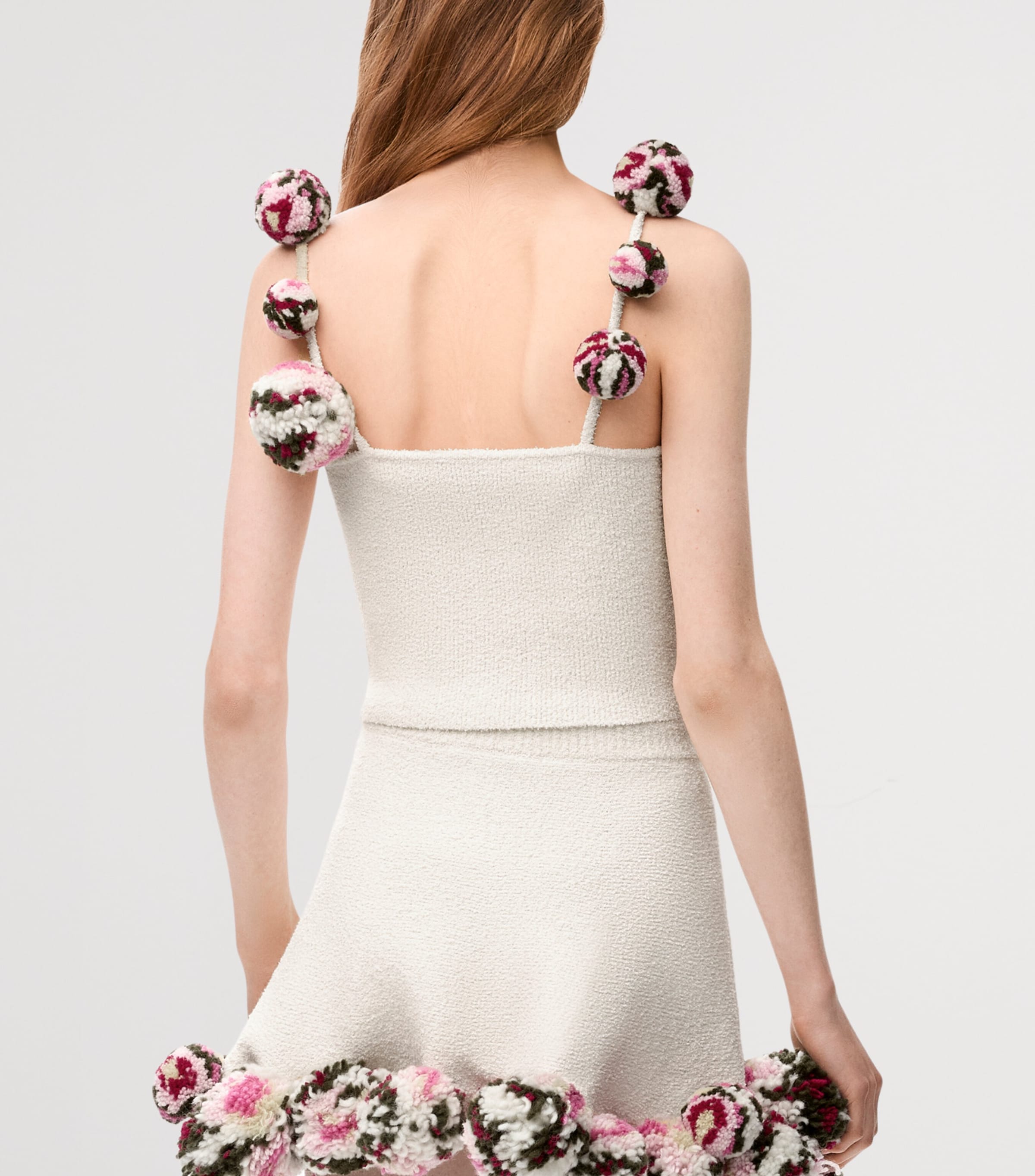 LOEWE Womens x Paula's Ibiza Cotton-Blend Floral Pom-Pom Top White/multicolor Image 4