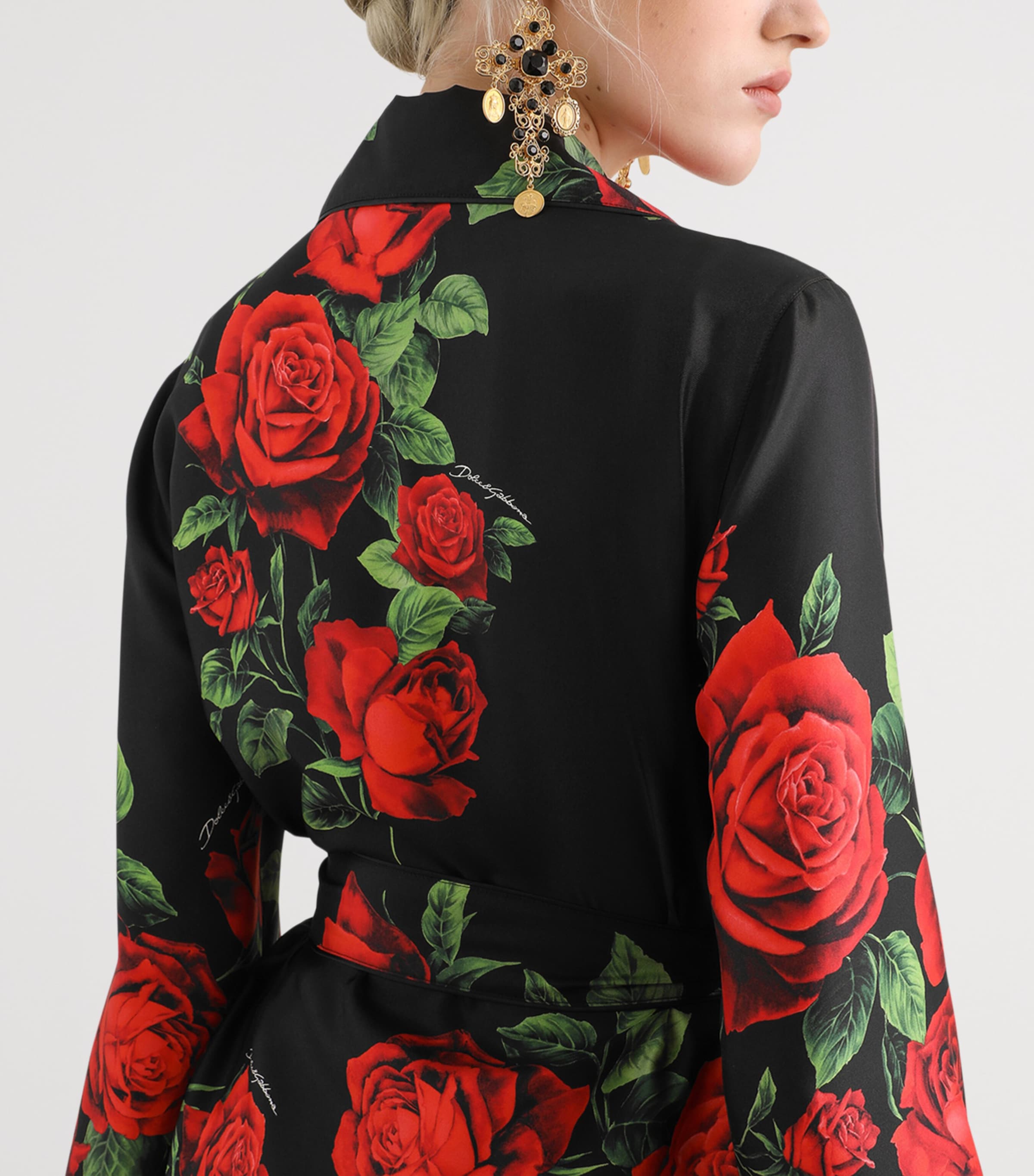 Dolce&Gabbana Womens Silk Logo Pyjama-Style Shirt Rose Rosse F Image 5