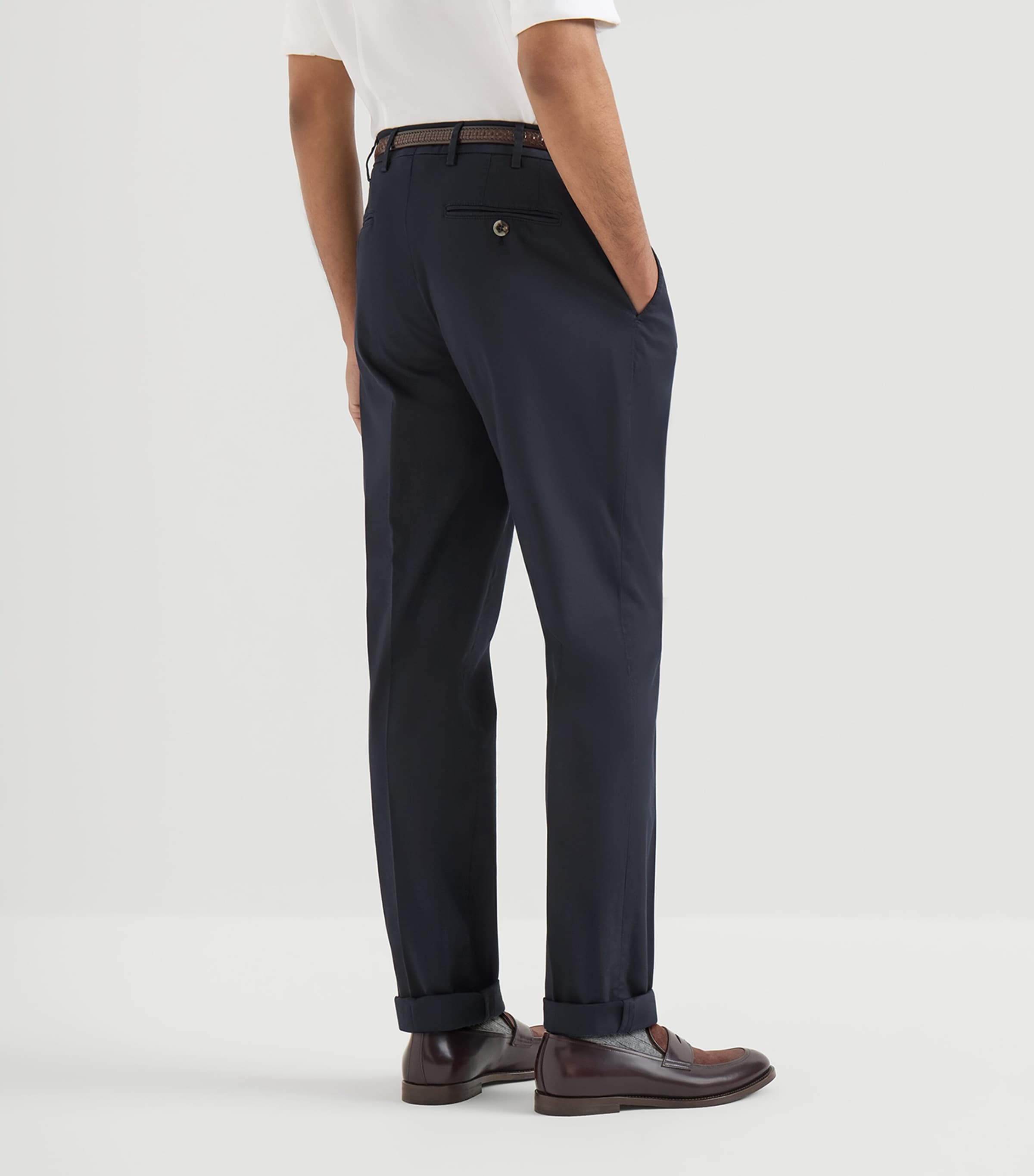 Brunello Cucinelli Mens Stretch-Cotton Gabardine Trousers Image 5