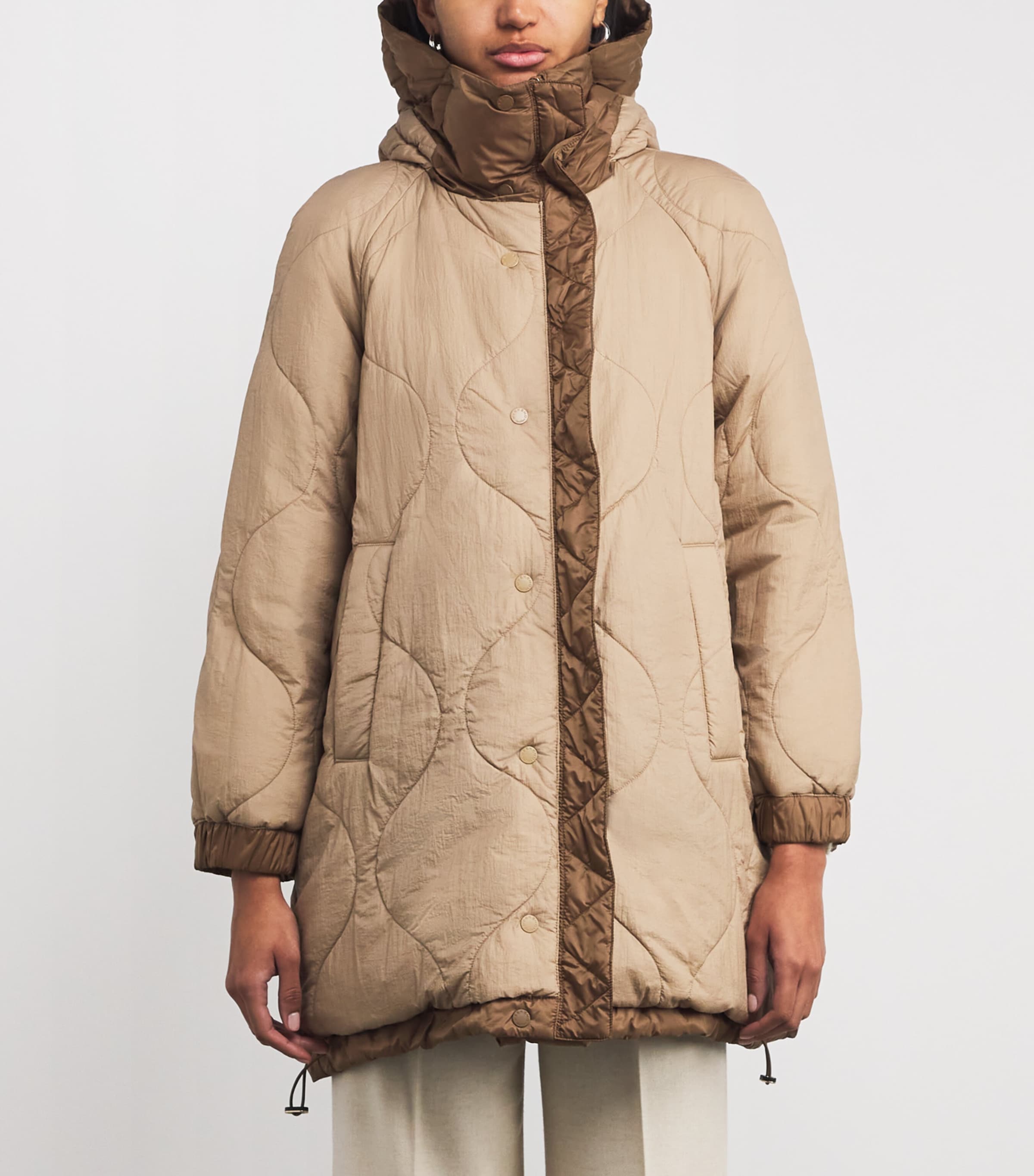 Down Water-Repellent Reversible Coat HAZELNUT BROWN Image 6