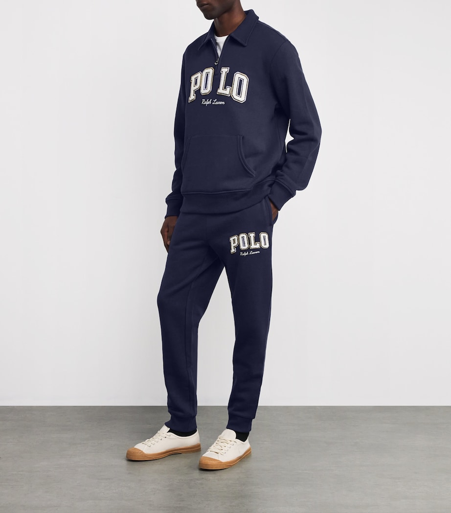 Cotton-Blend Fleece-Logo Sweatpants NAVY Image 2