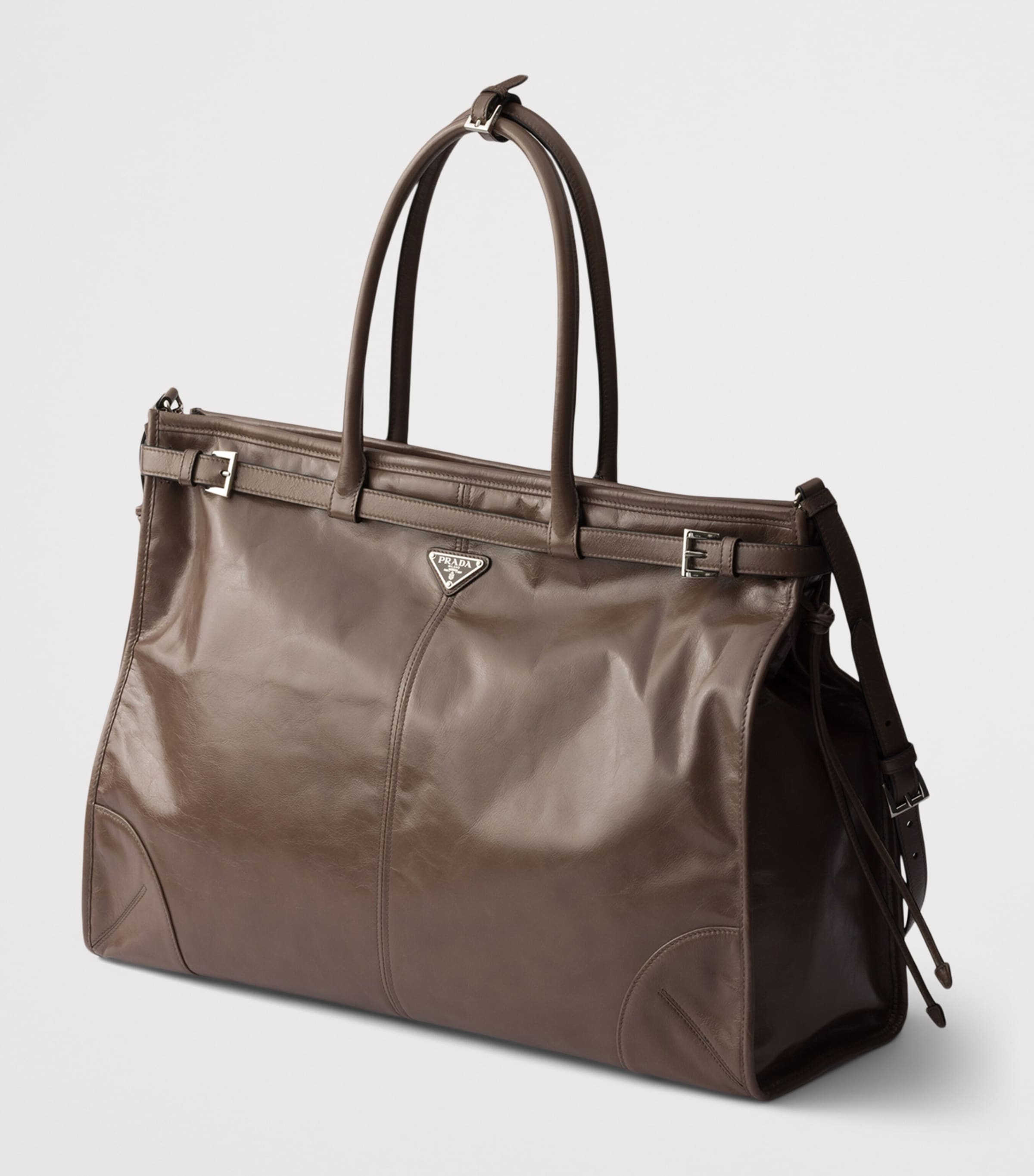 Prada Calfskin Bonnie Tote Bag Grey Image 3